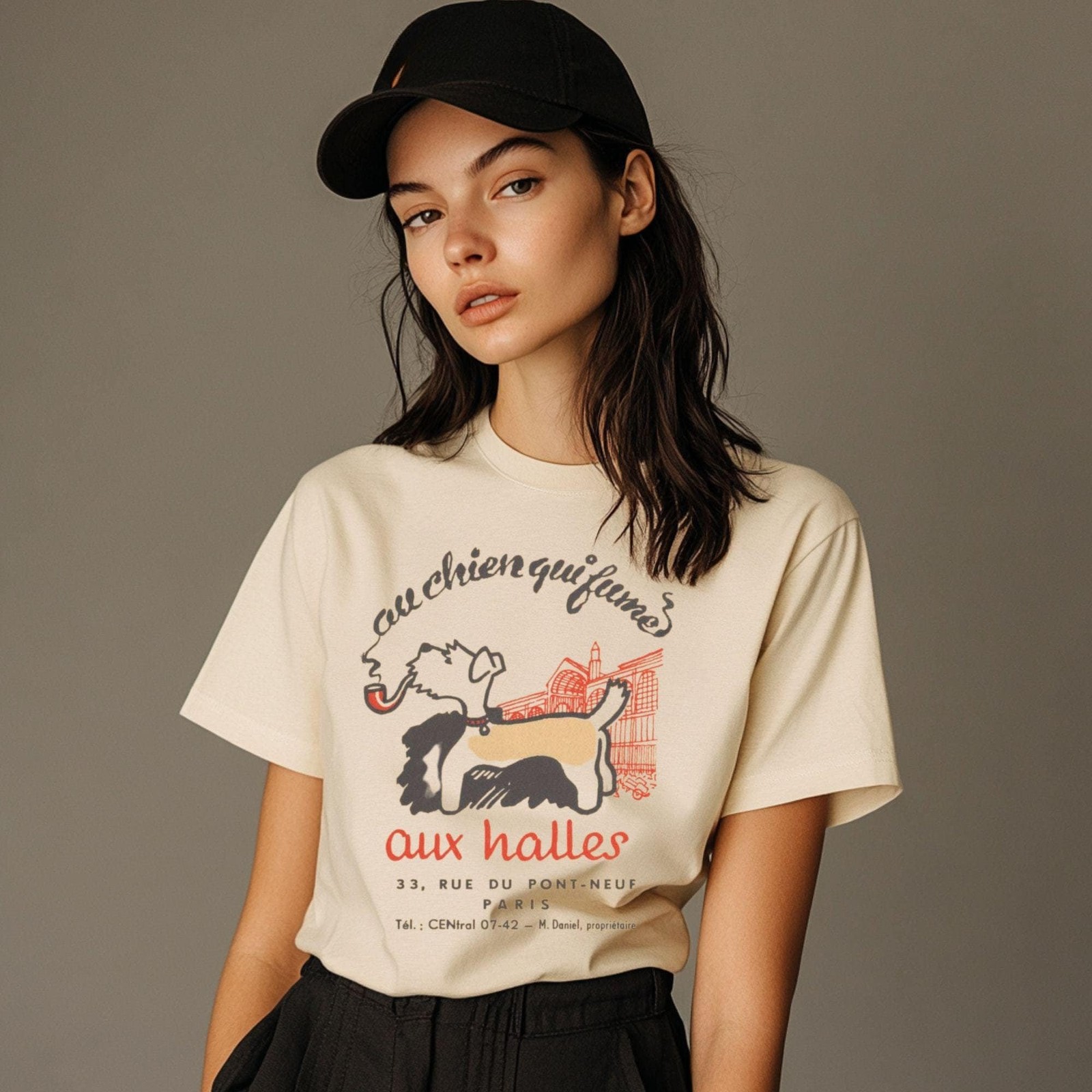 Vintage Style Vie Parisienne T Shirt French Quote Dog Graphic