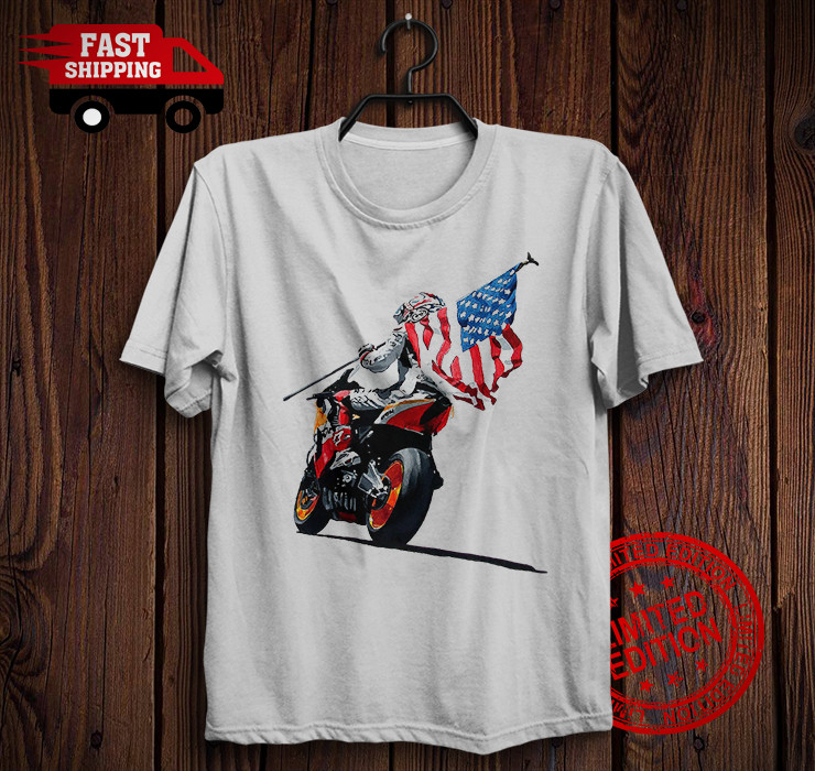 Nicky Hayden USA Flag MotoGP Vintage Racing Graphic T Shirt S-5XL