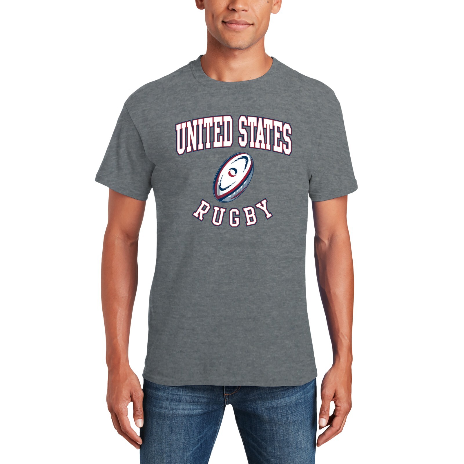 USA Rugby Ball T-Shirt – Graphite Heather