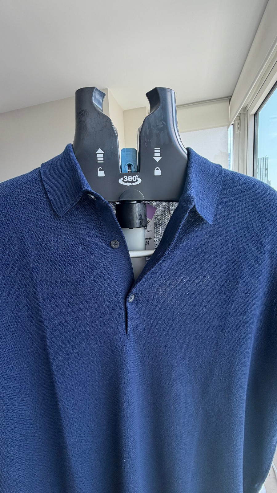 John Smedley Made in England Sea Island Cotton Soft Navy Blue Polo L/S Shirt XXL