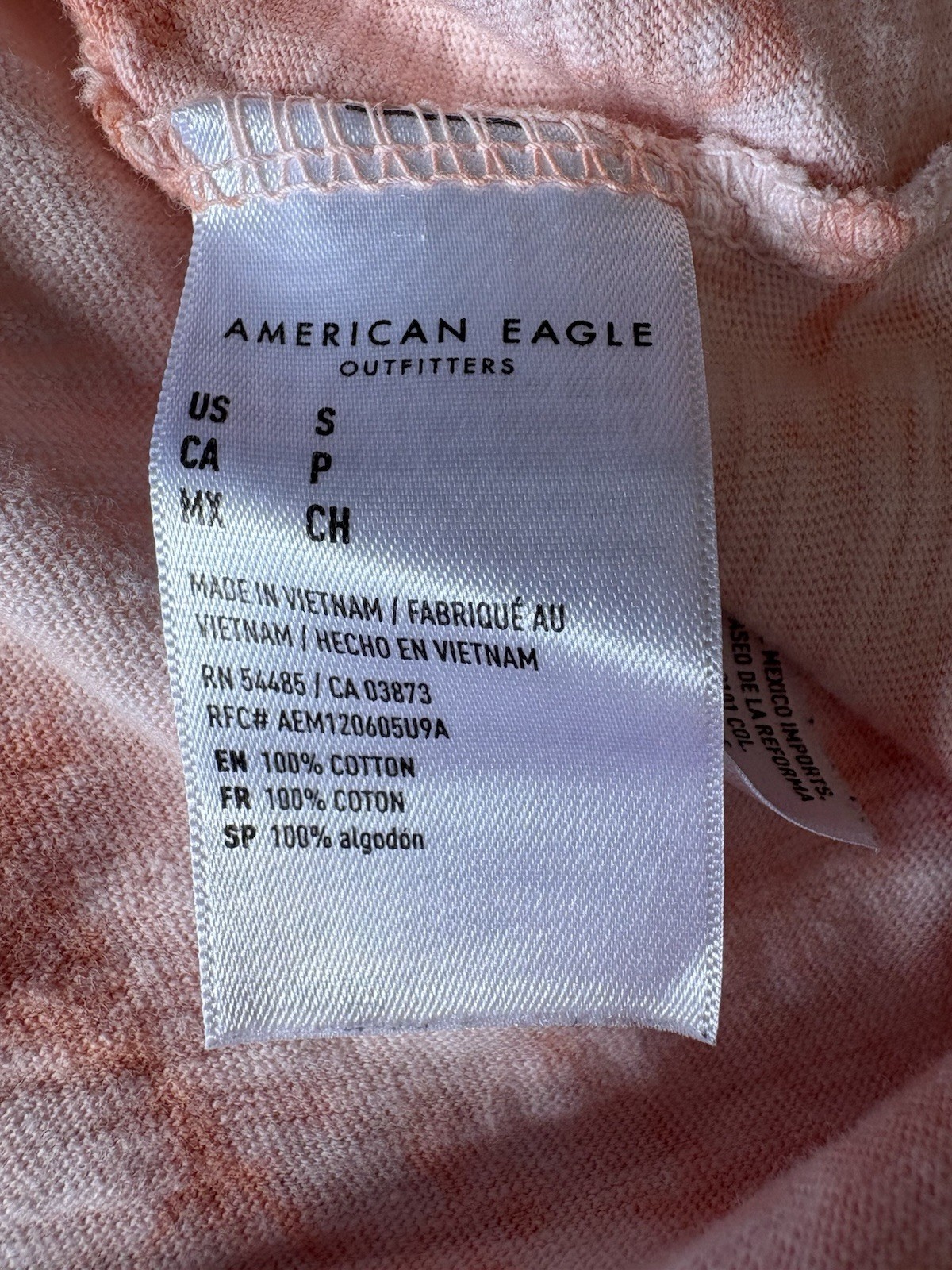 American Eagle Super Soft Standard Fit Small Cotton Salmon Tie Dye Tee Shirt