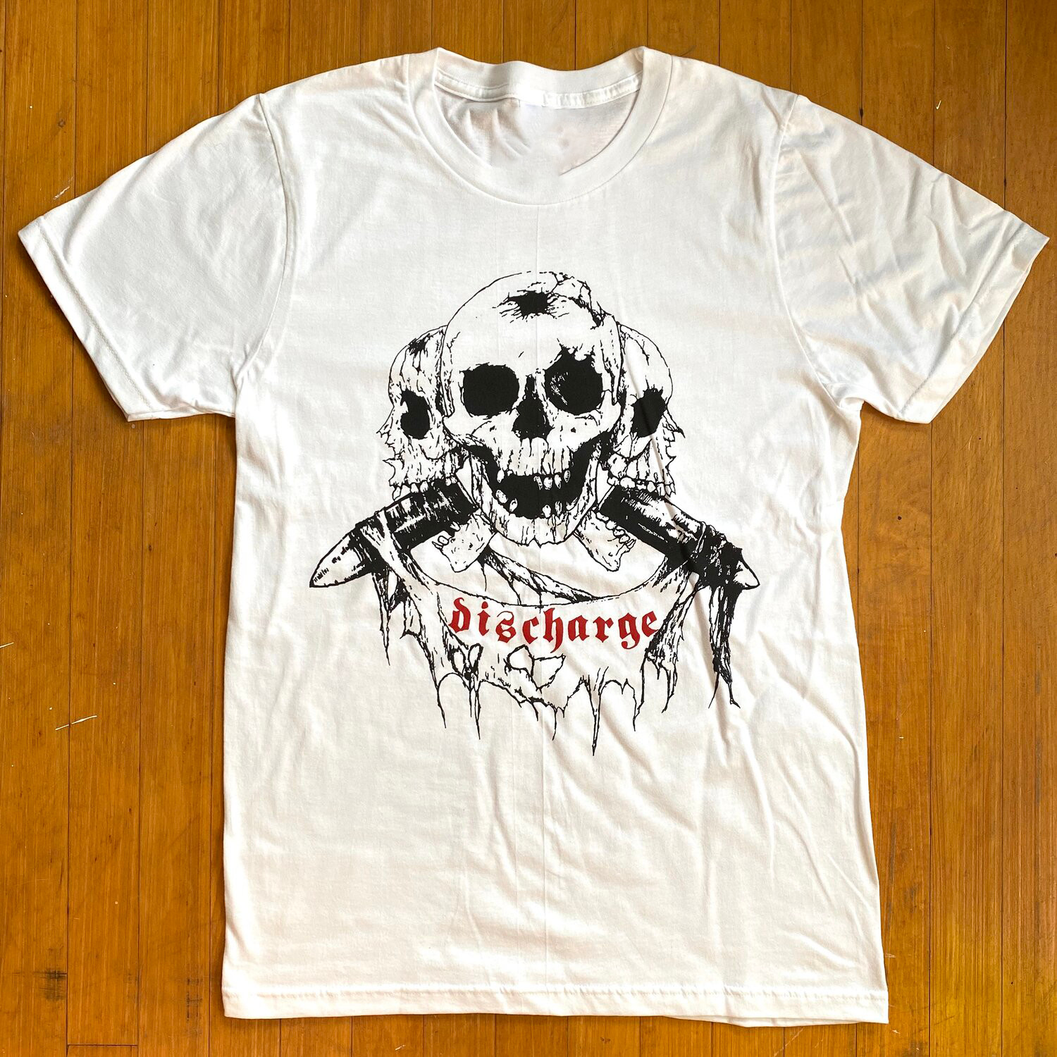 Discharge Band Three Skulls Unisex T-Shirt Short Sleeve Full Size PR374