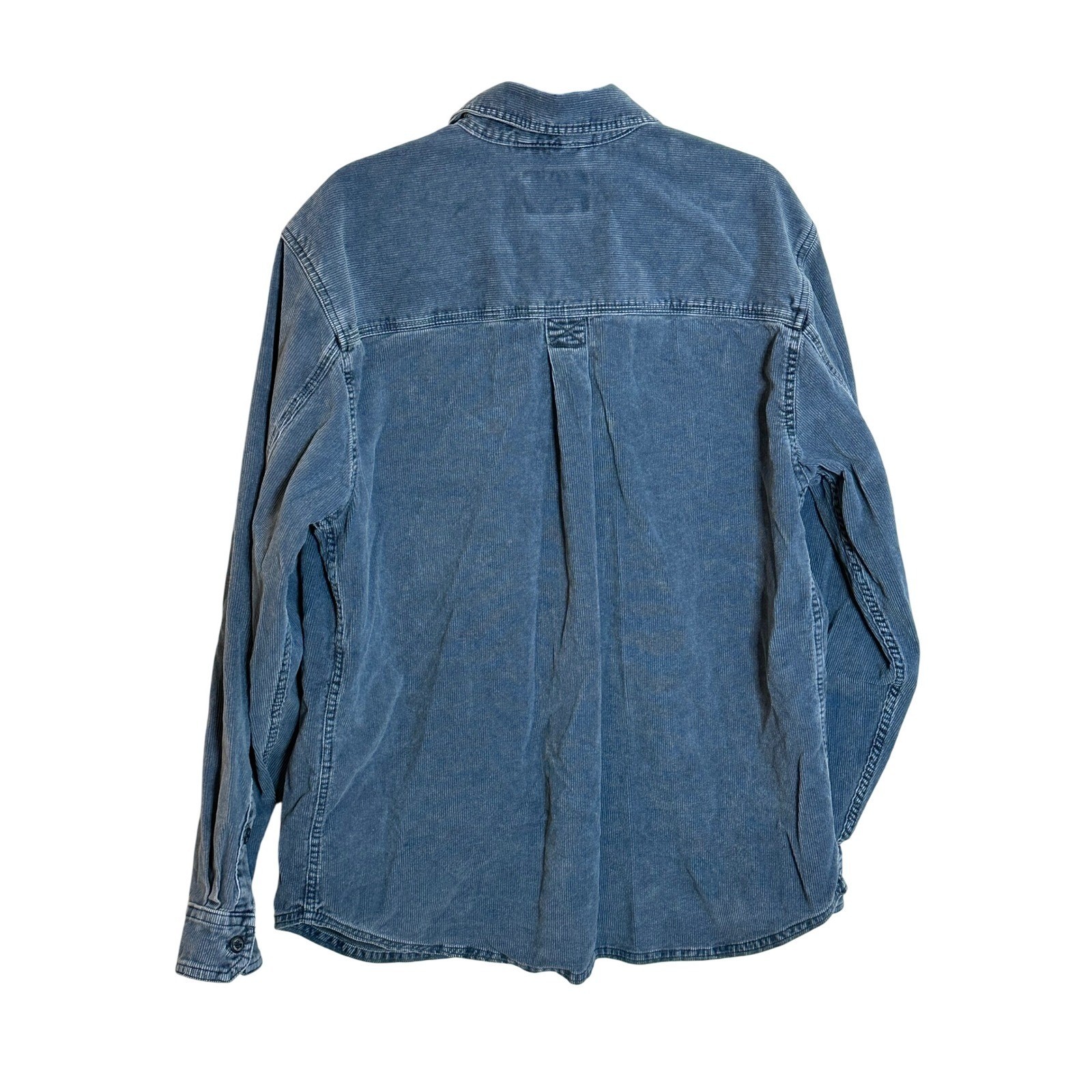 Woolrich Heavyweight Corduroy Button Down Shirt Size L Blue Outdoor Classic