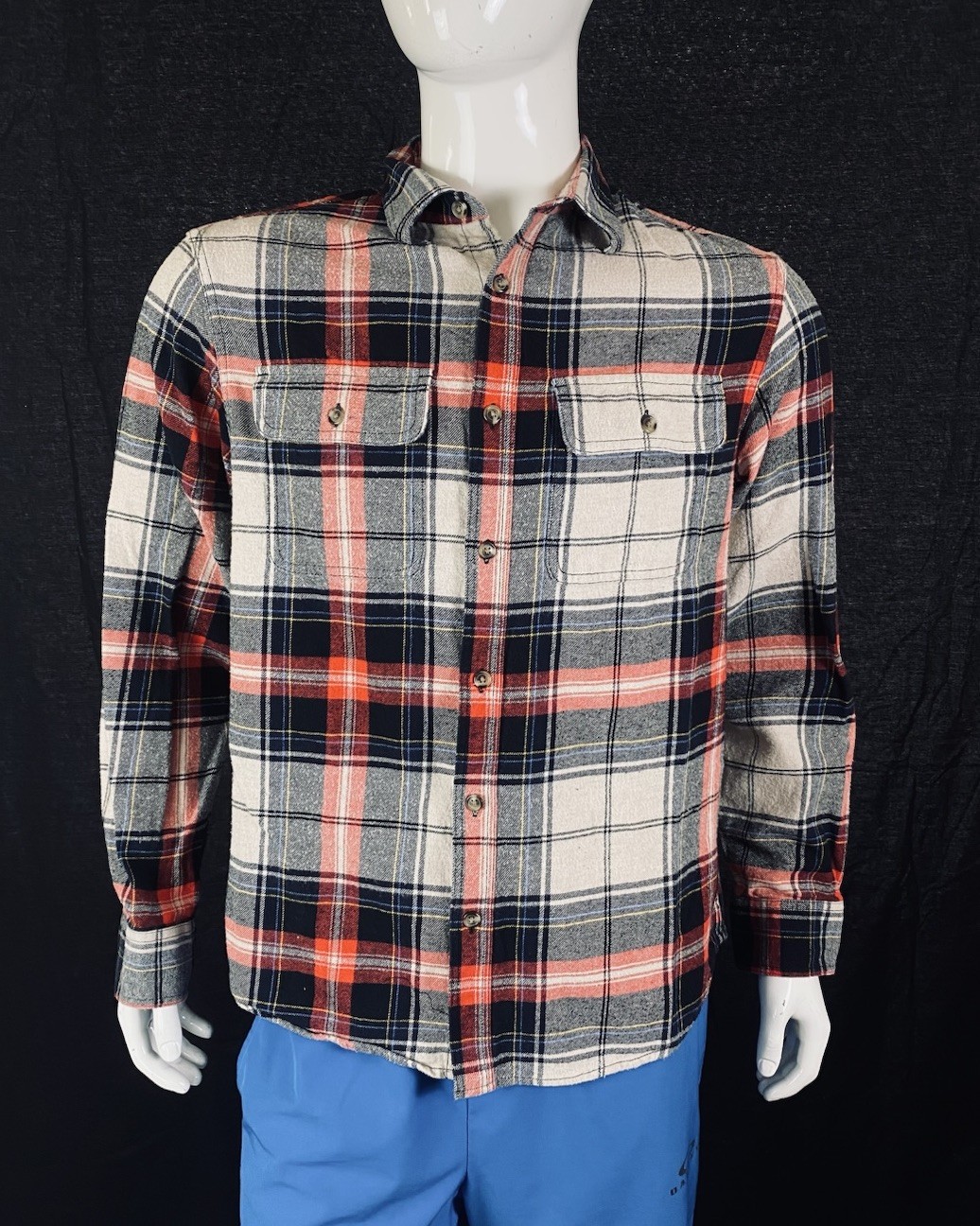 Old Navy Black White Red Plaid Flannel, A Grade, Men’s Size Large