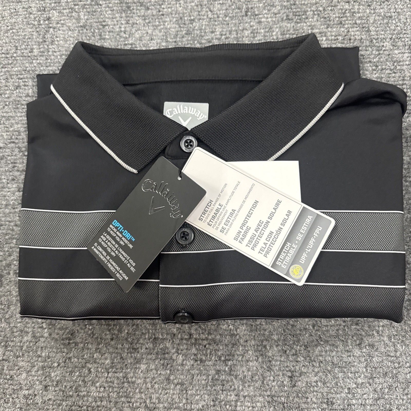 Mens Callaway Golf Polo Shirt Opti Dri Black Size XL
