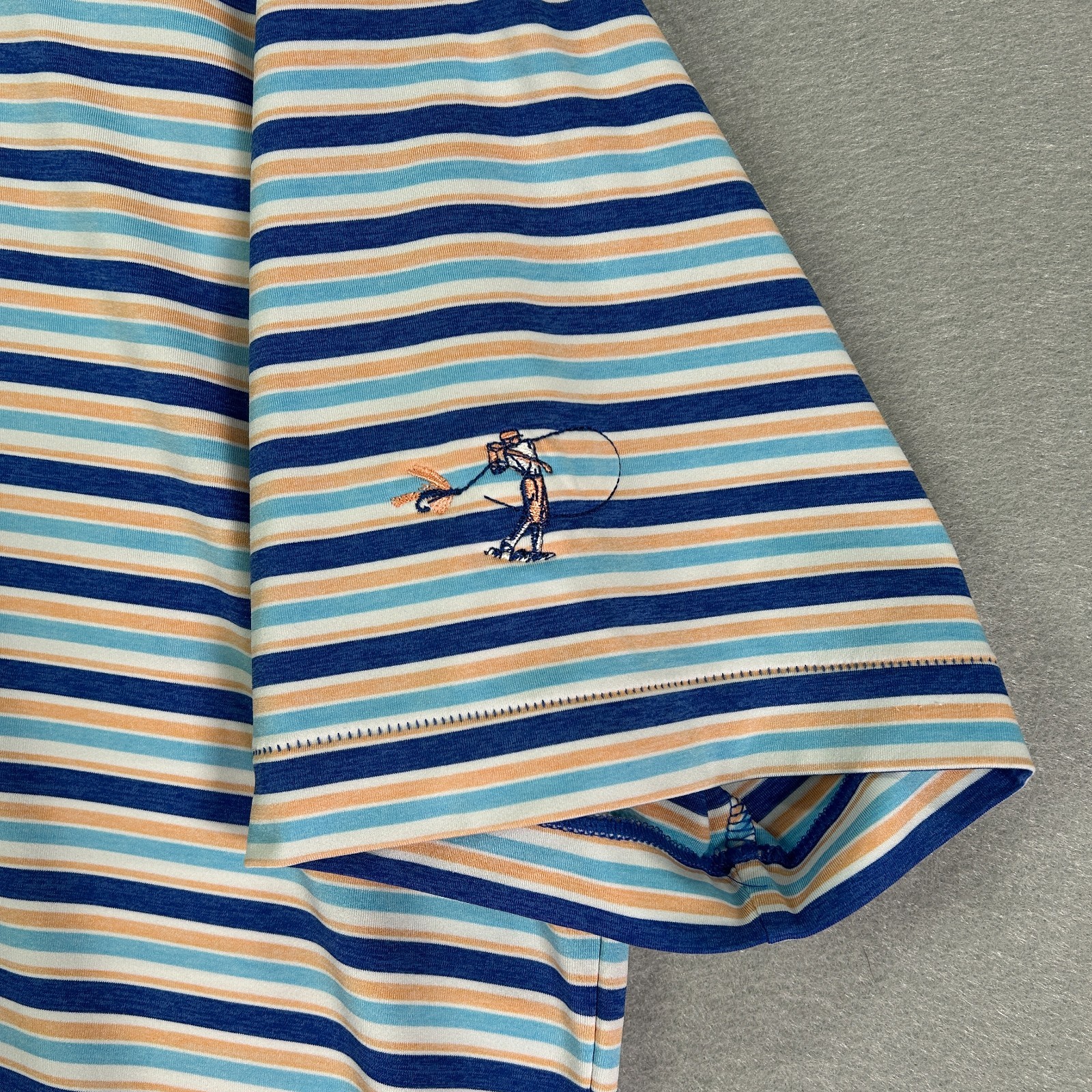 Peter Millar Men’s Shirt Large L Summer Comfort Golf Polo Striped Fly Fishing