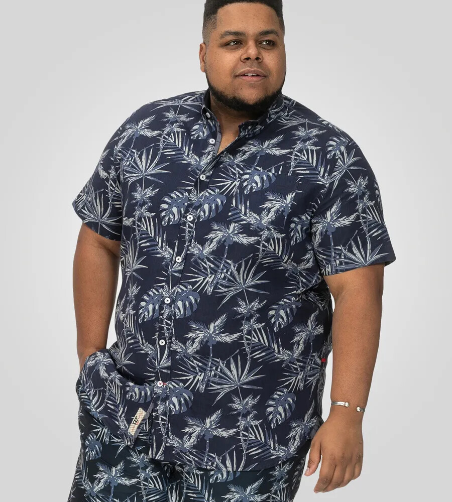 D555 Duke Big Mens Navy Hawaiian Shirt Short Sleeves 2XL 3XL 4XL 5XL 6XL 101702