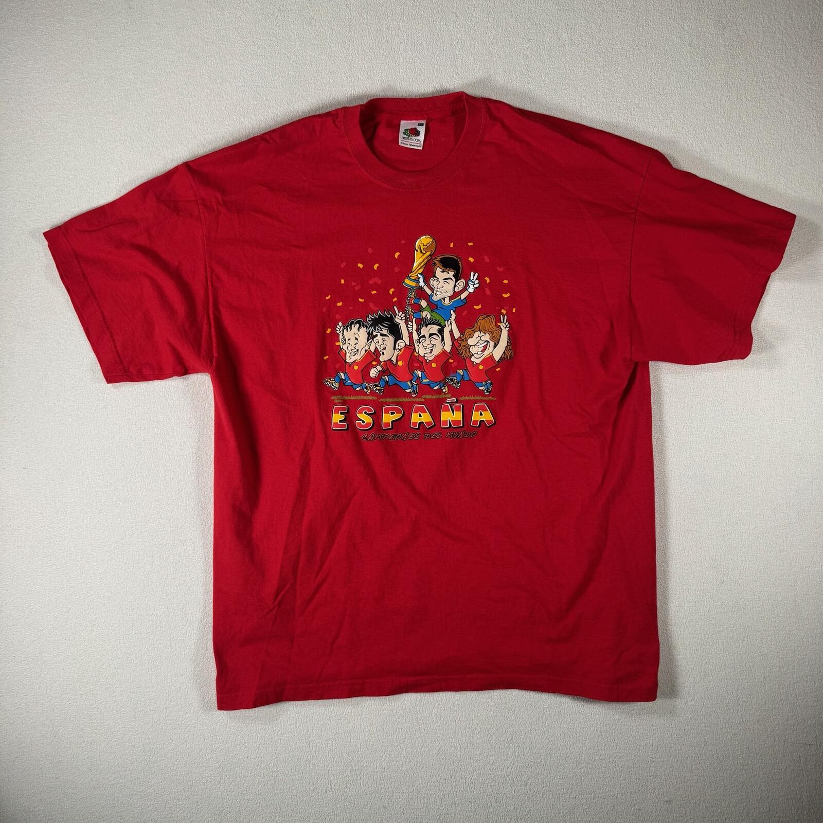 2010 FIFA World Champions Espana Spain Caricature Red Shirt
