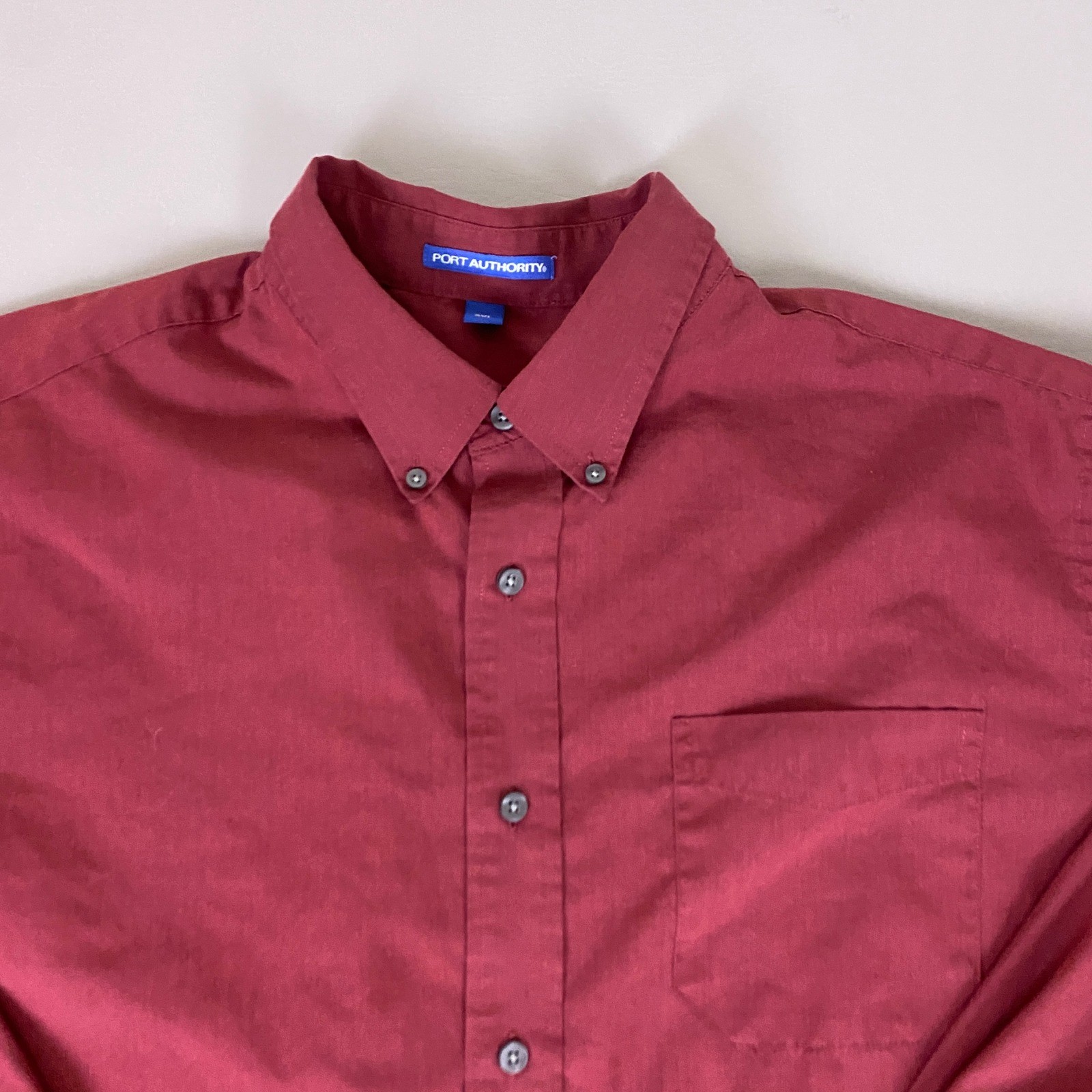 Port Authority Shirt Button Down Men’s 2XL Burgundy Red Long Sleeve Cotton