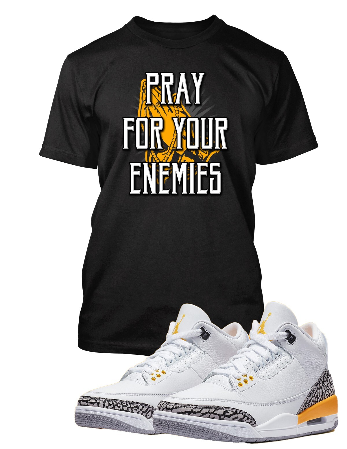 Men 8XL Big Tall Pray for Your Enemies Sneaker Tee Shirt Greystone J3 Sneaker