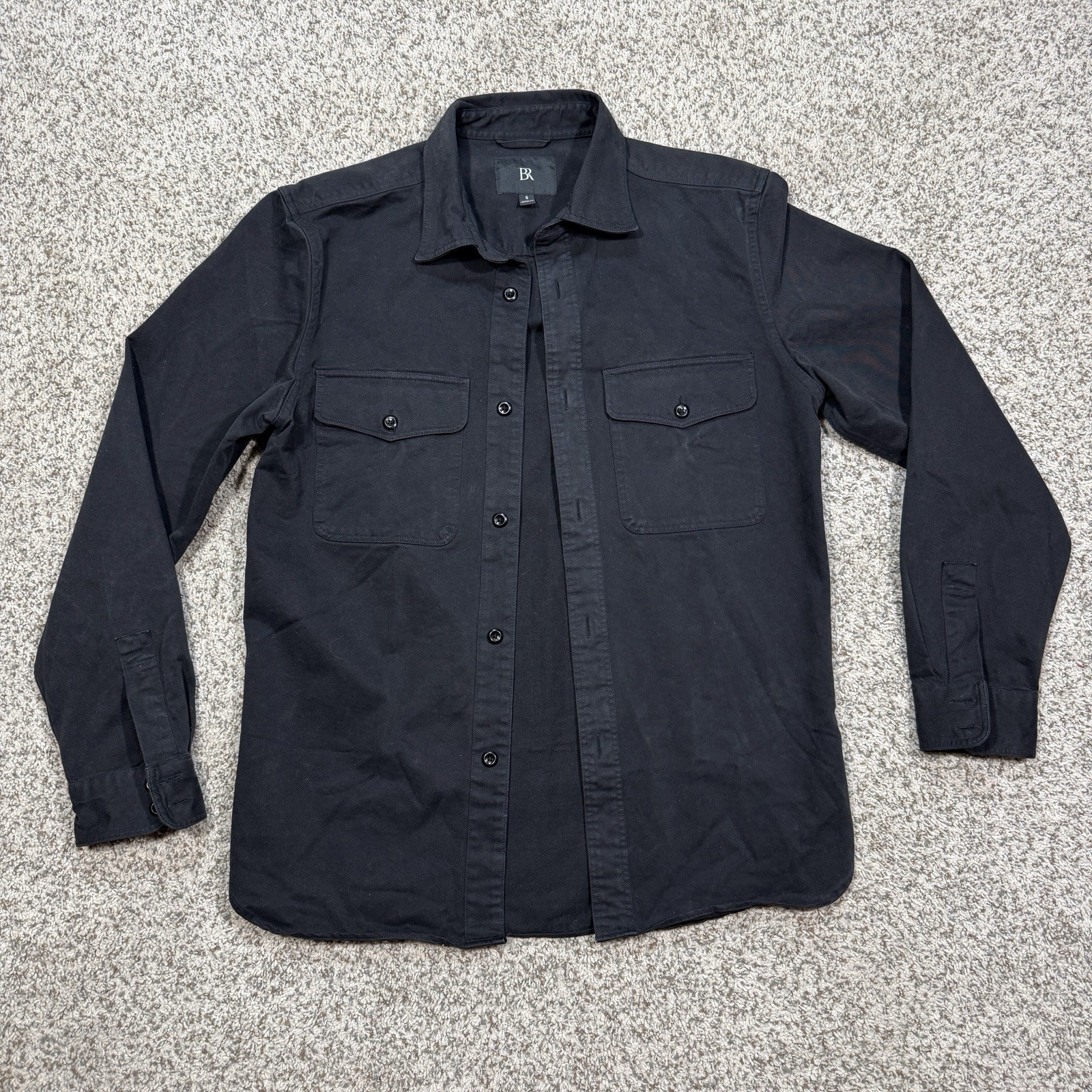 Banana Republic Utility Shirt Mens Small Black Cotton Twill Overshirt Shacket