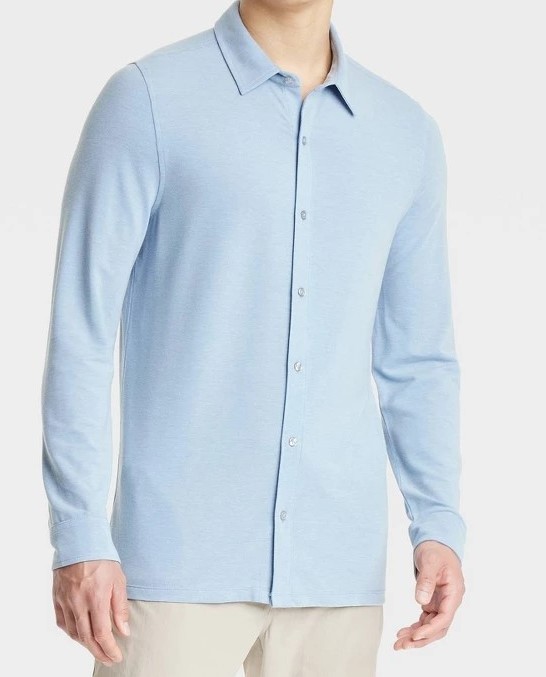 Commuter Work shirts Button-Down Wicking Quick Dry Blue/Gray/Tan All In Motion