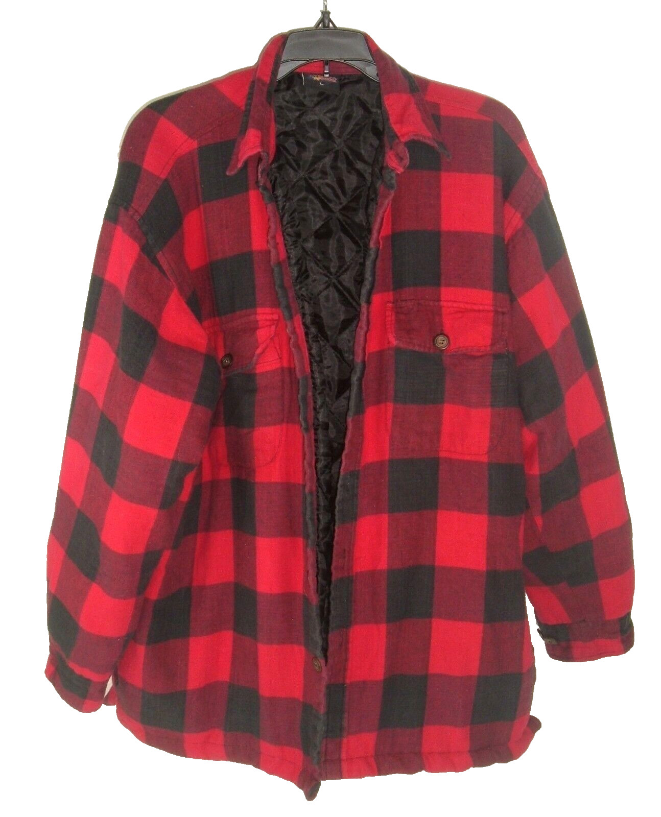 Vintage Quilted Jacket 90s Red Plaid Flannel Lumberjack L Grunge Brisco Apparel