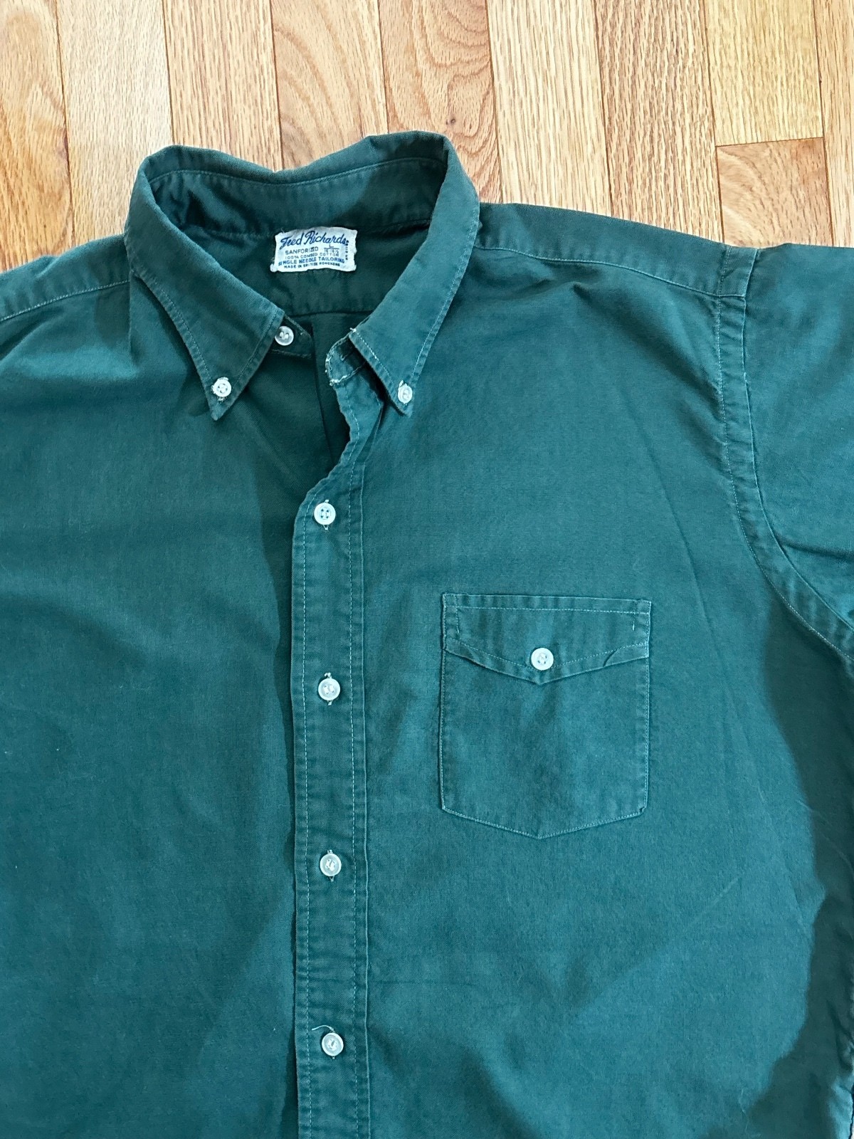 Fred Richards Men’s Short Sleeve Button-Up Shirt Green 16-16