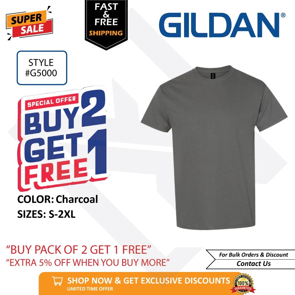 Gildan G500 Heavy Cotton Unisex T-Shirt Blank Tee S-2XL Buy 2 Get 1 FREE!