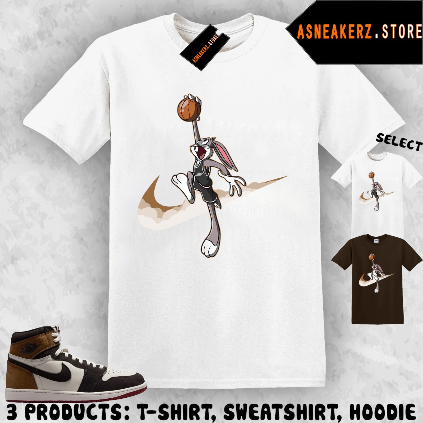 Shirt Matching AJ 1 High Love Letter Match Sneaker Just Dunk It Bugs T-Shirt