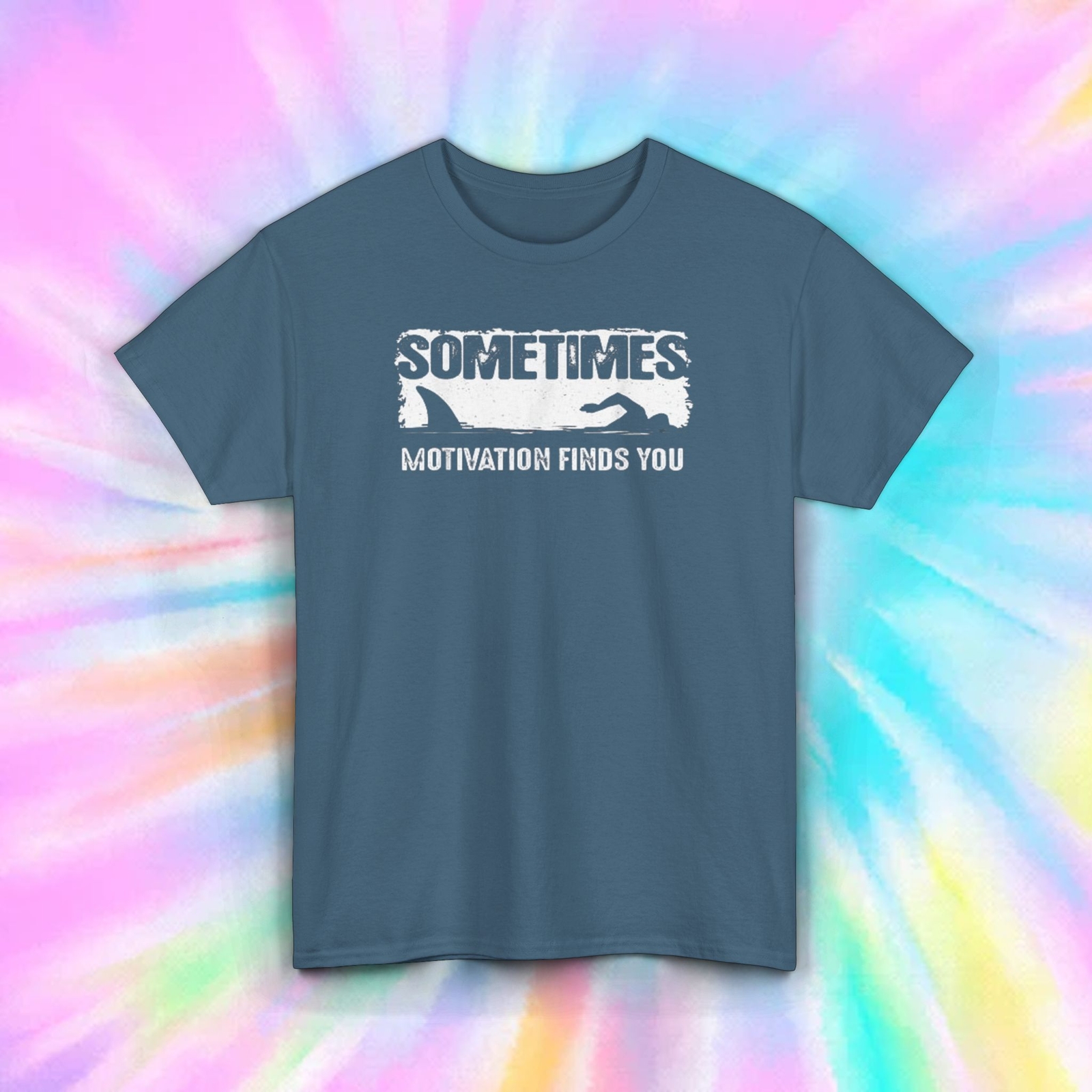 Sometimes Motivation Finds You Shirt Shark Humor Funny Motivational Tee S-5XL