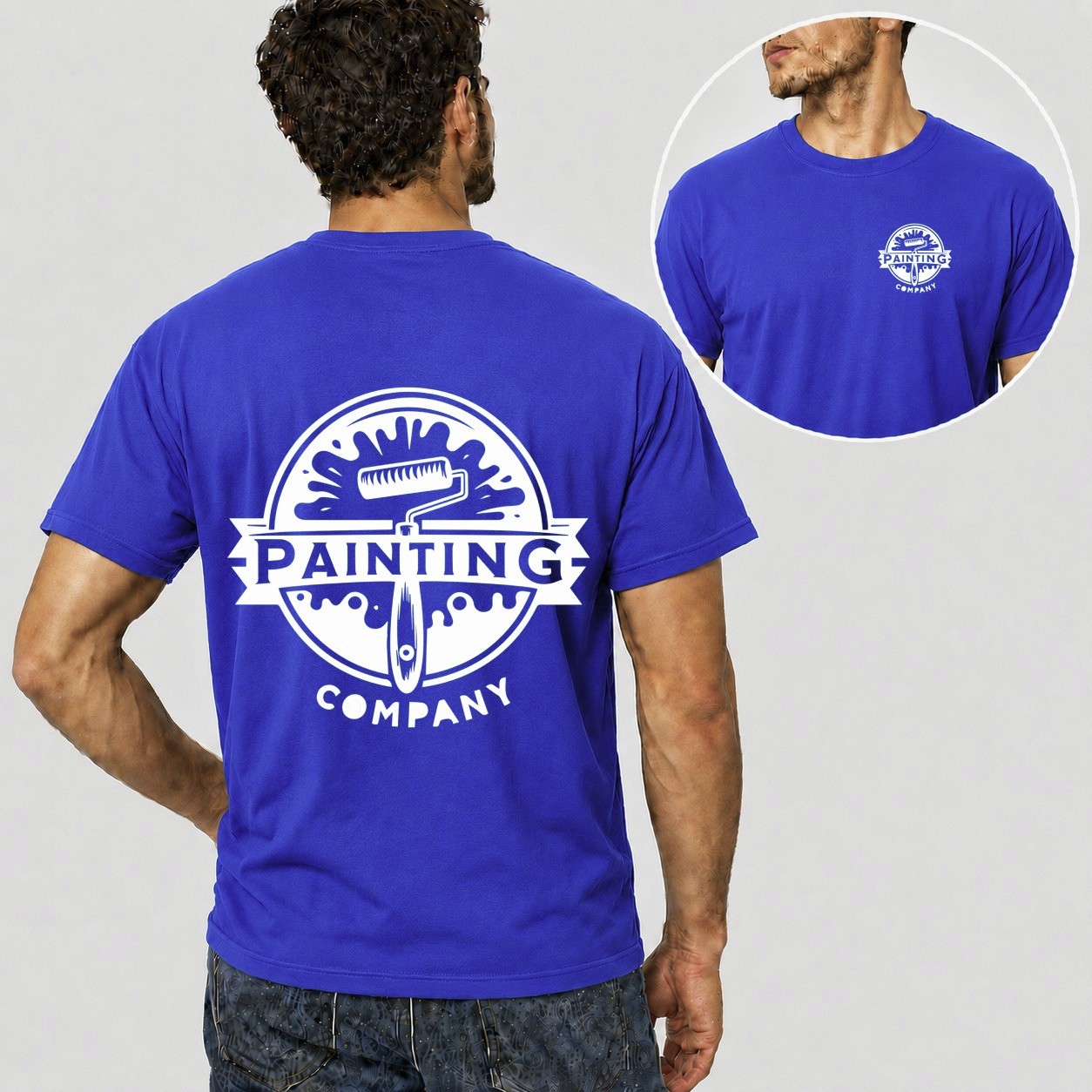 Mens Personalised Work T Shirt Custom Trade Company Logo Painter Decorator Gift