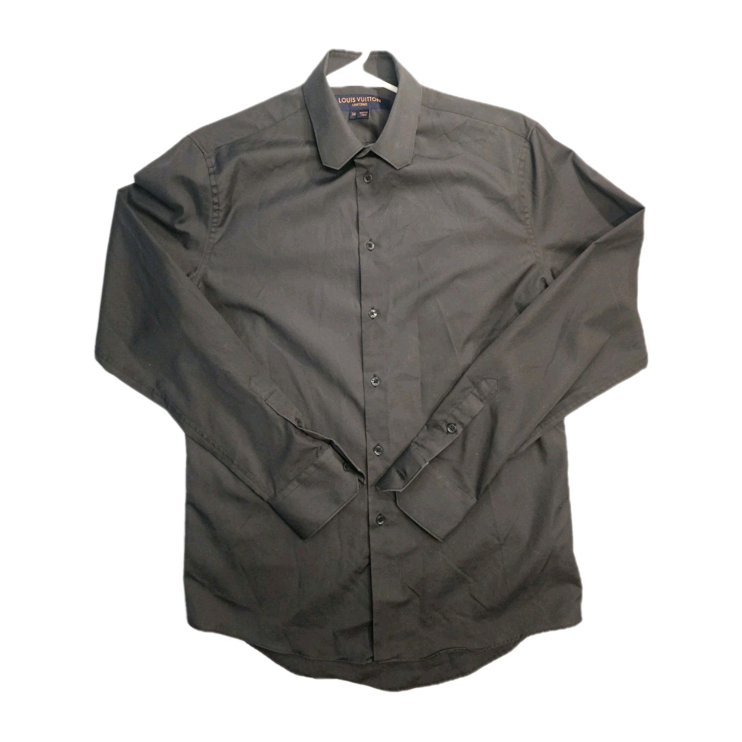 Louis Vuitton LV Classic Black Uniform Shirt Business Casual Size 38 Great Cond
