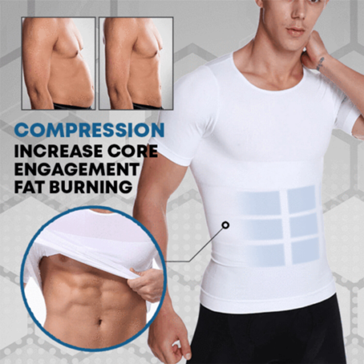SecondSkin Men’s Shaper Cooling T-Shirt Compression Shirt Slimming Shapewear US
