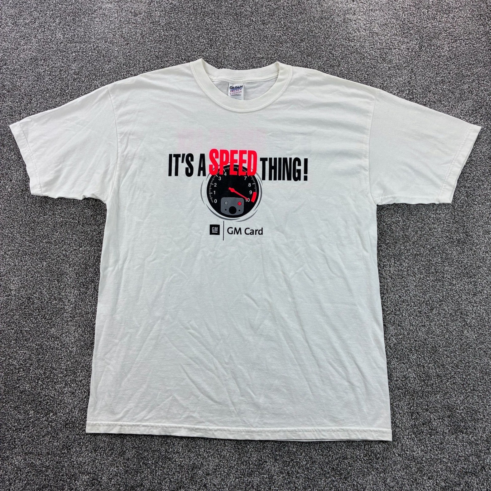 Vintage GM Card Shirt Mens XL White It’s A Speed Thing General Motors Cars Auto