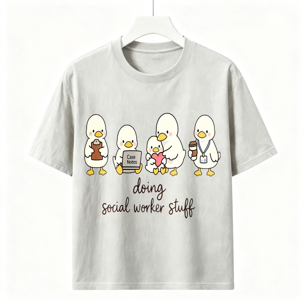 Cute Duck Social Worker Graphic T‑Shirt, Doing Social Worker Stuff Unisex Tee