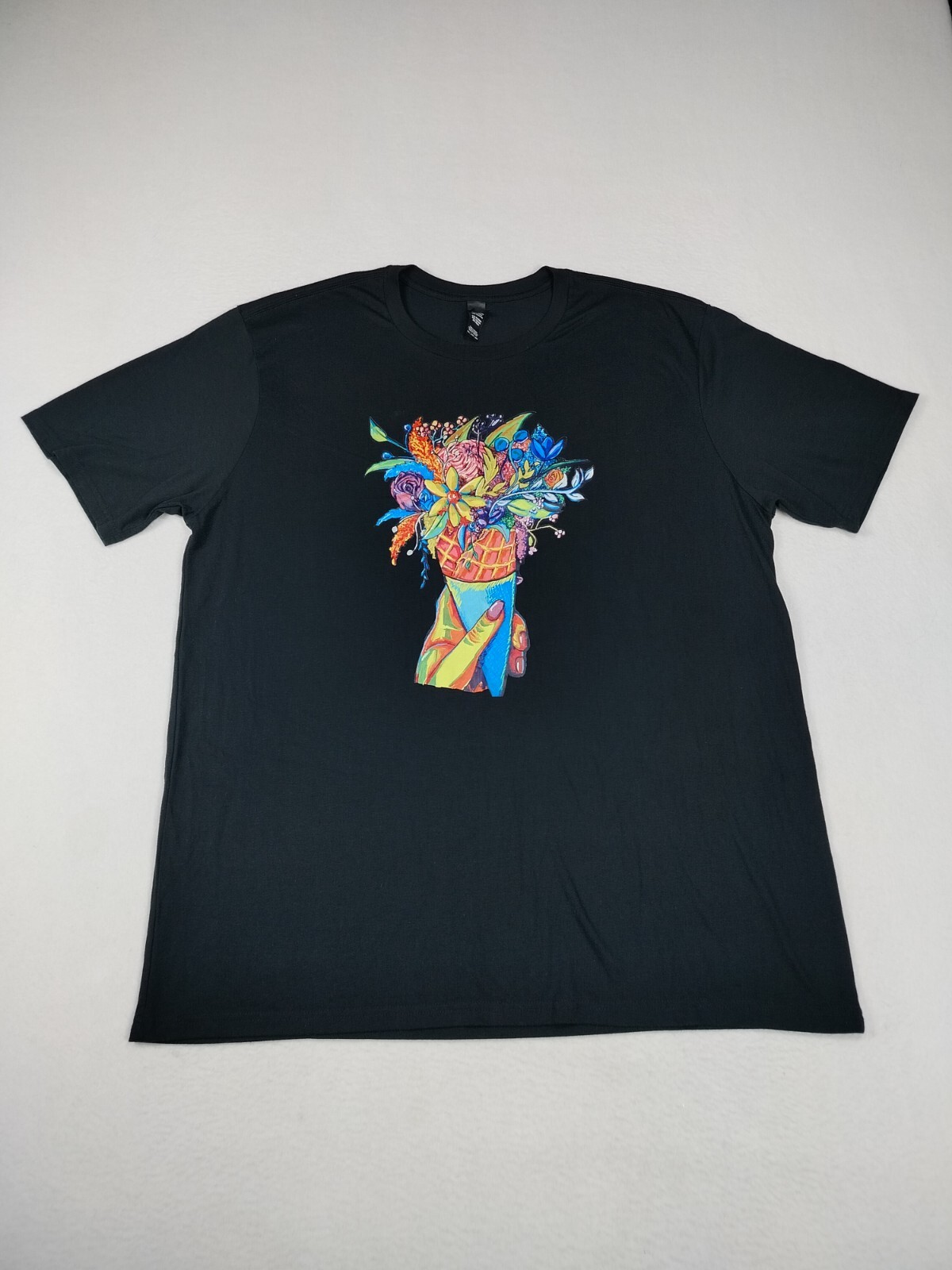 District Shirt Mens 2XL Black Graphic Print Short Sleeve Stretch Art Streetwear