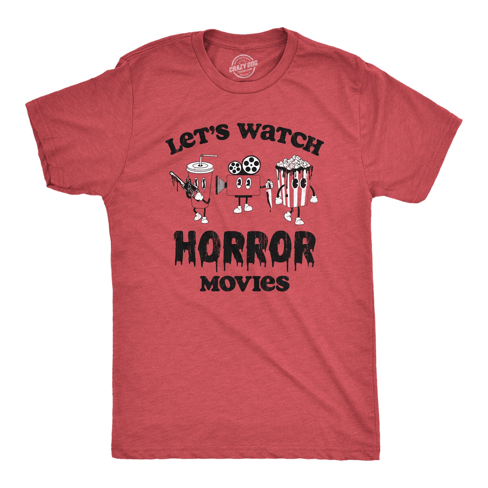 Mens Lets Watch Horror Movies T Shirt Funny Spooky Scary Film Lovers Tee for