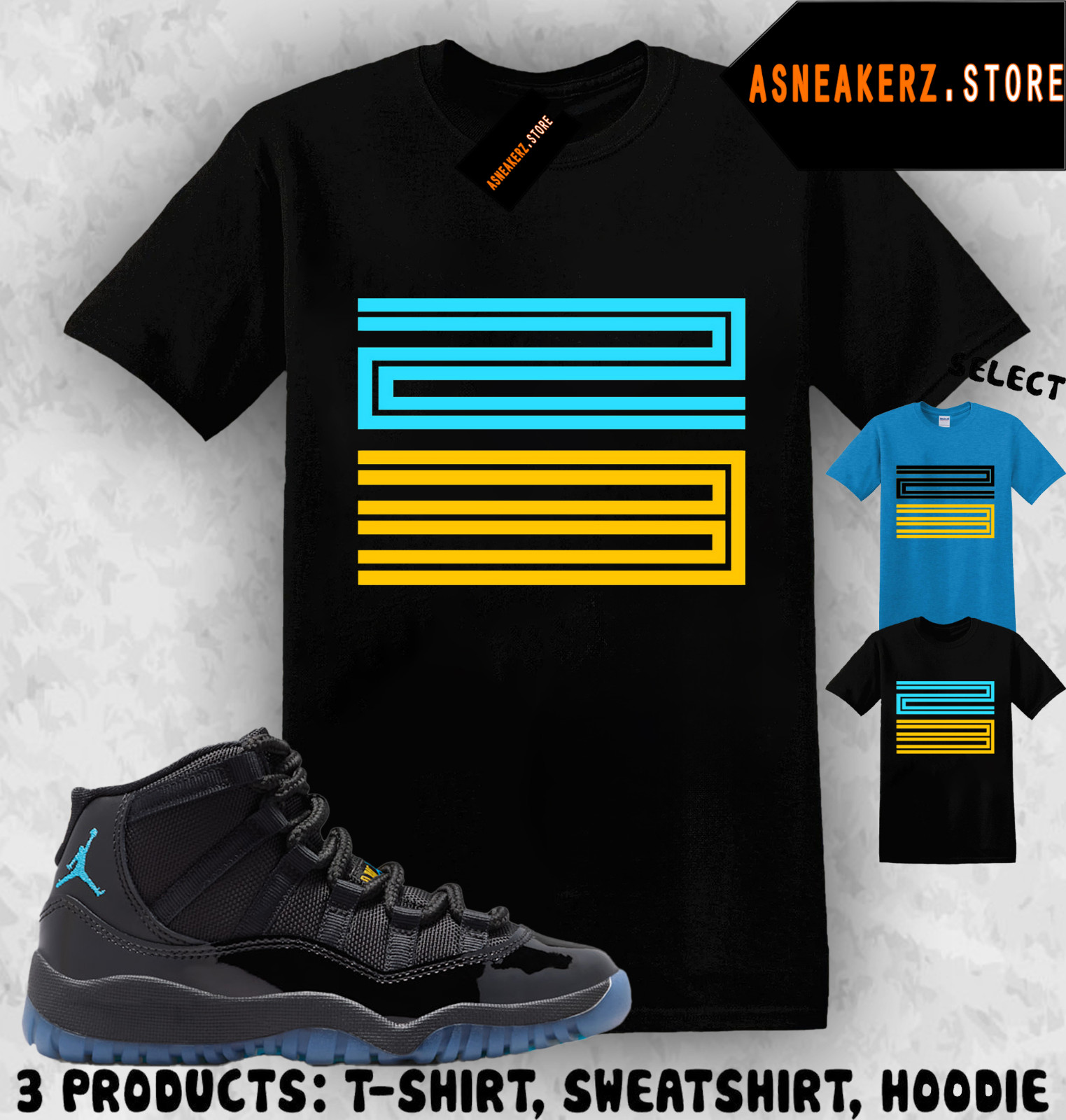 Tee Shirt Matching AJ 11 Gamma Blue 2025 To Match Sneaker 11s Number 23 T-Shirt
