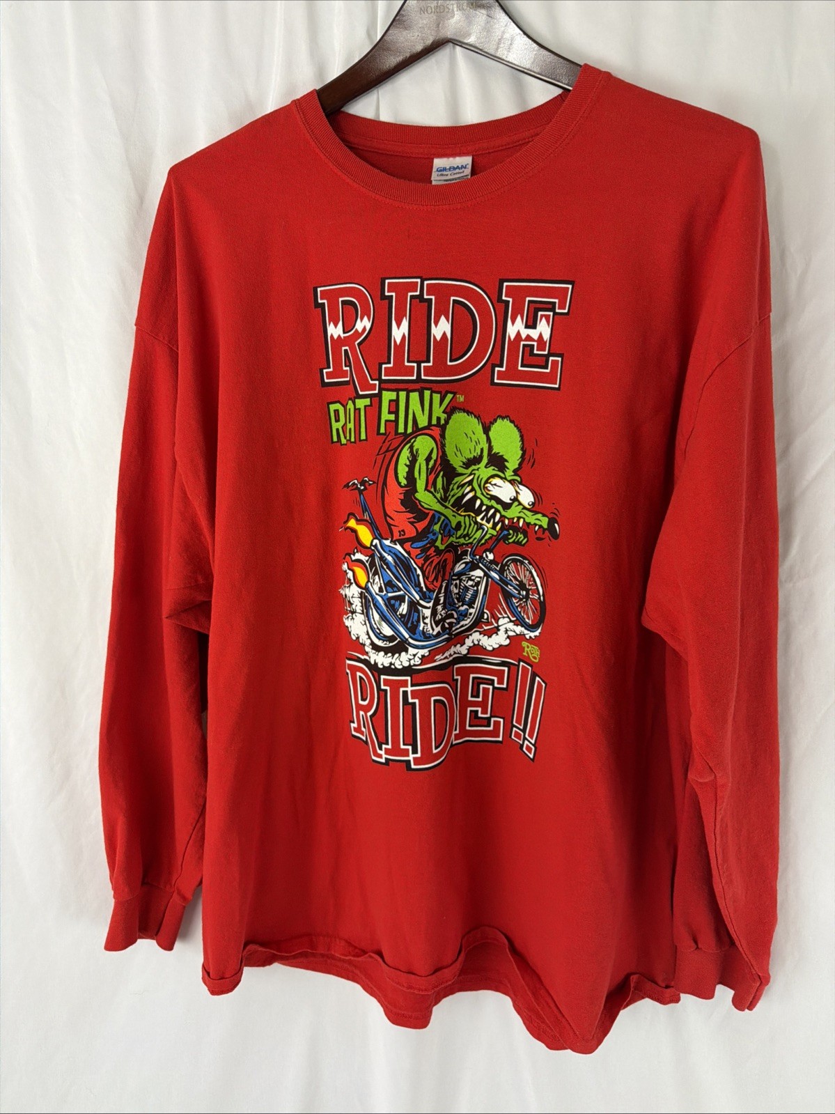 Vtg Matco Tools Rat Fink Long Sleeve Shirt Ed Roth Red Graphic Tee Men’s 3XL