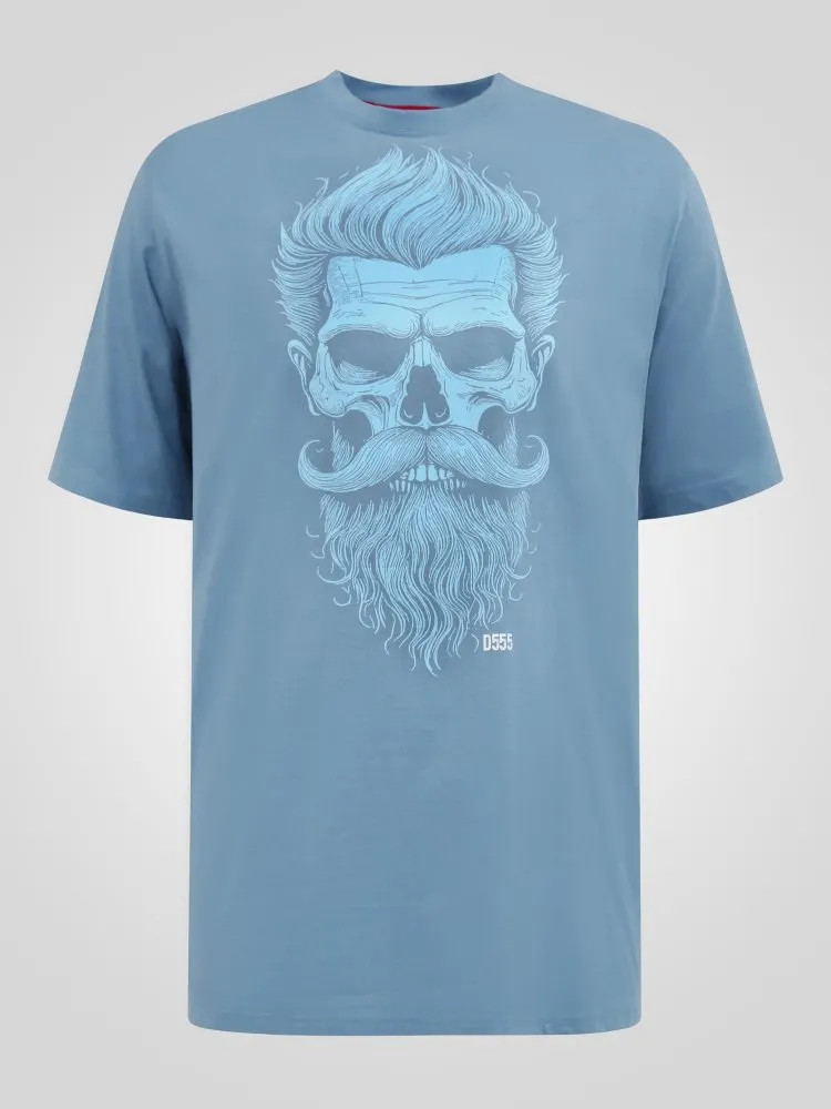 D555 Duke Big Men Skull Printed T-Shirt Teal 2XL 3XL 4XL 5XL 6XL 7XL 8XL 601911