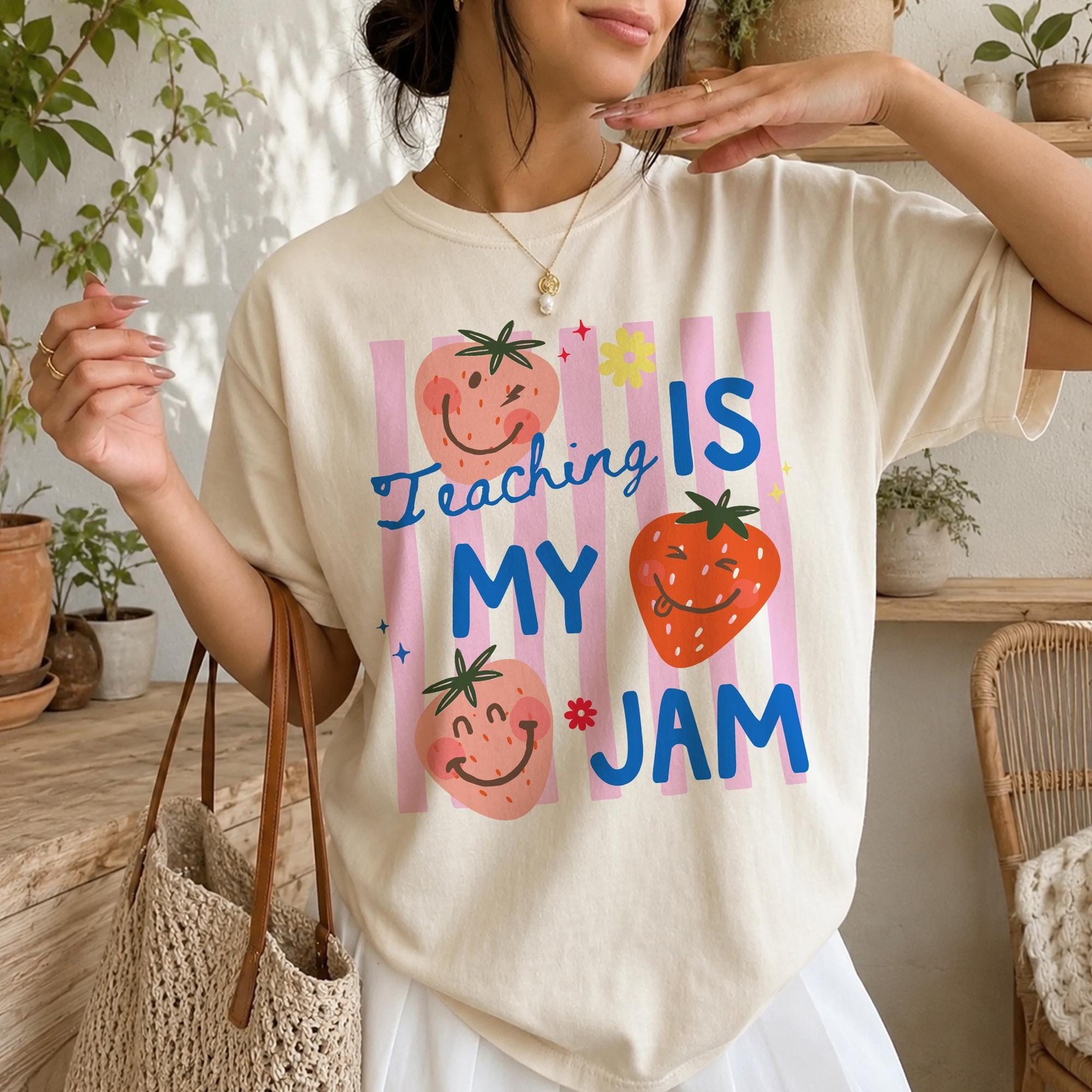 Teaching Is My Jam Strawberry Teacher Shirt Back to School Teacher Gift