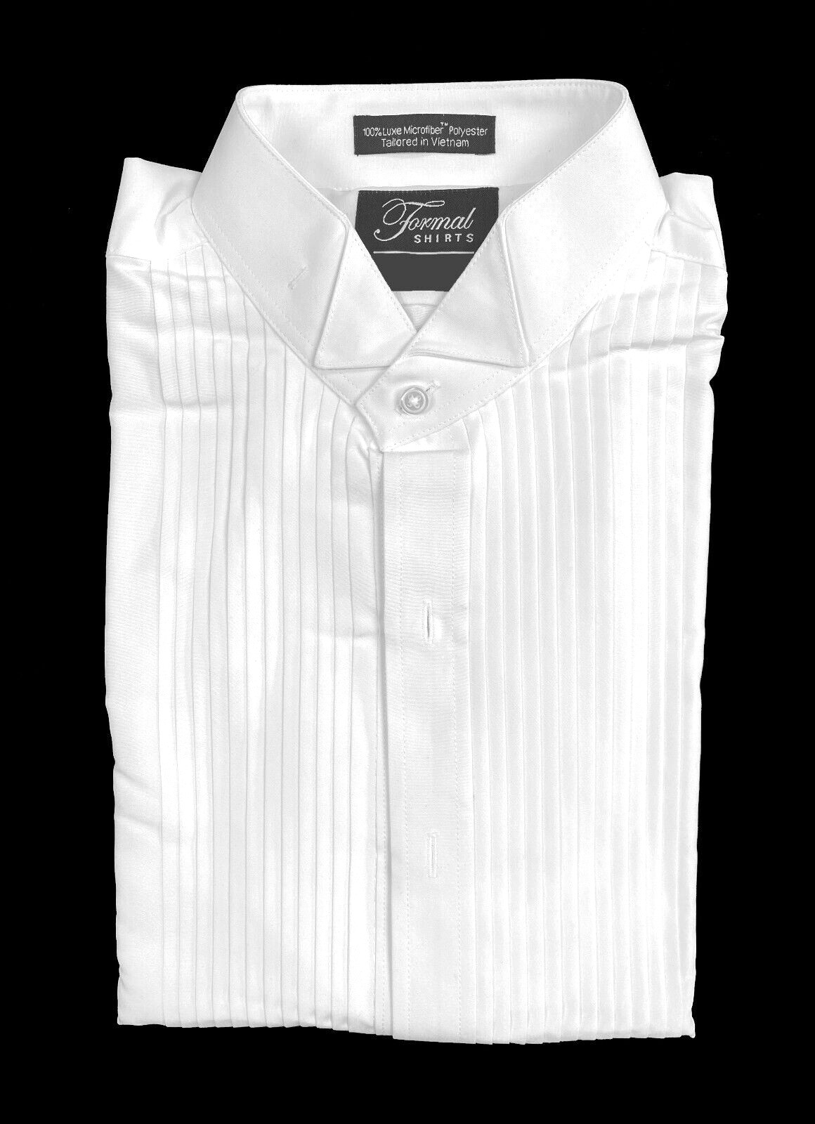New Men’s White Tuxedo Shirt Pleated Front Wing Collar Big & Tall 7XL 38/39