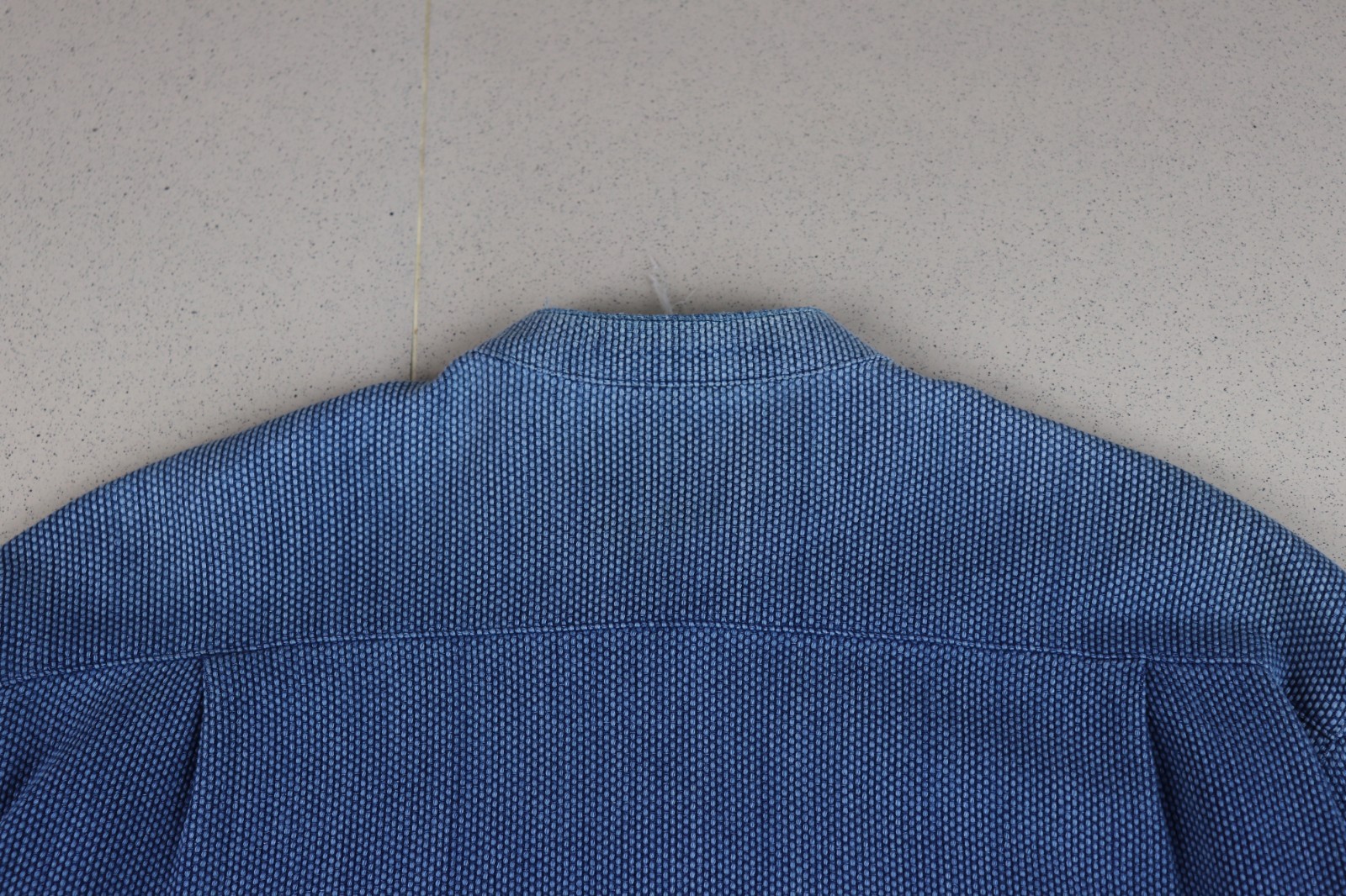 Vintage Japanese Indigo Sashiko Shirt Mandarin Collar Made in Japan Cotton Sz L