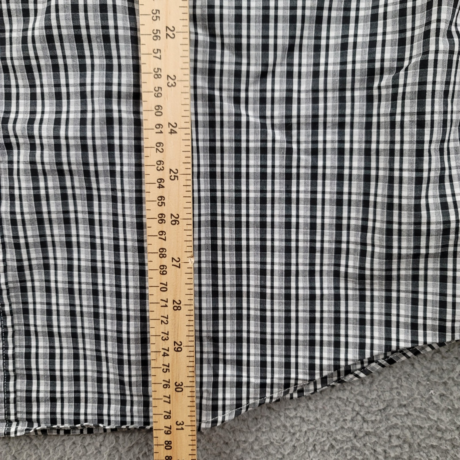 Chaps Shirt Mens XL Black White Plaid Button Down Stretch Easy Care Classiccore