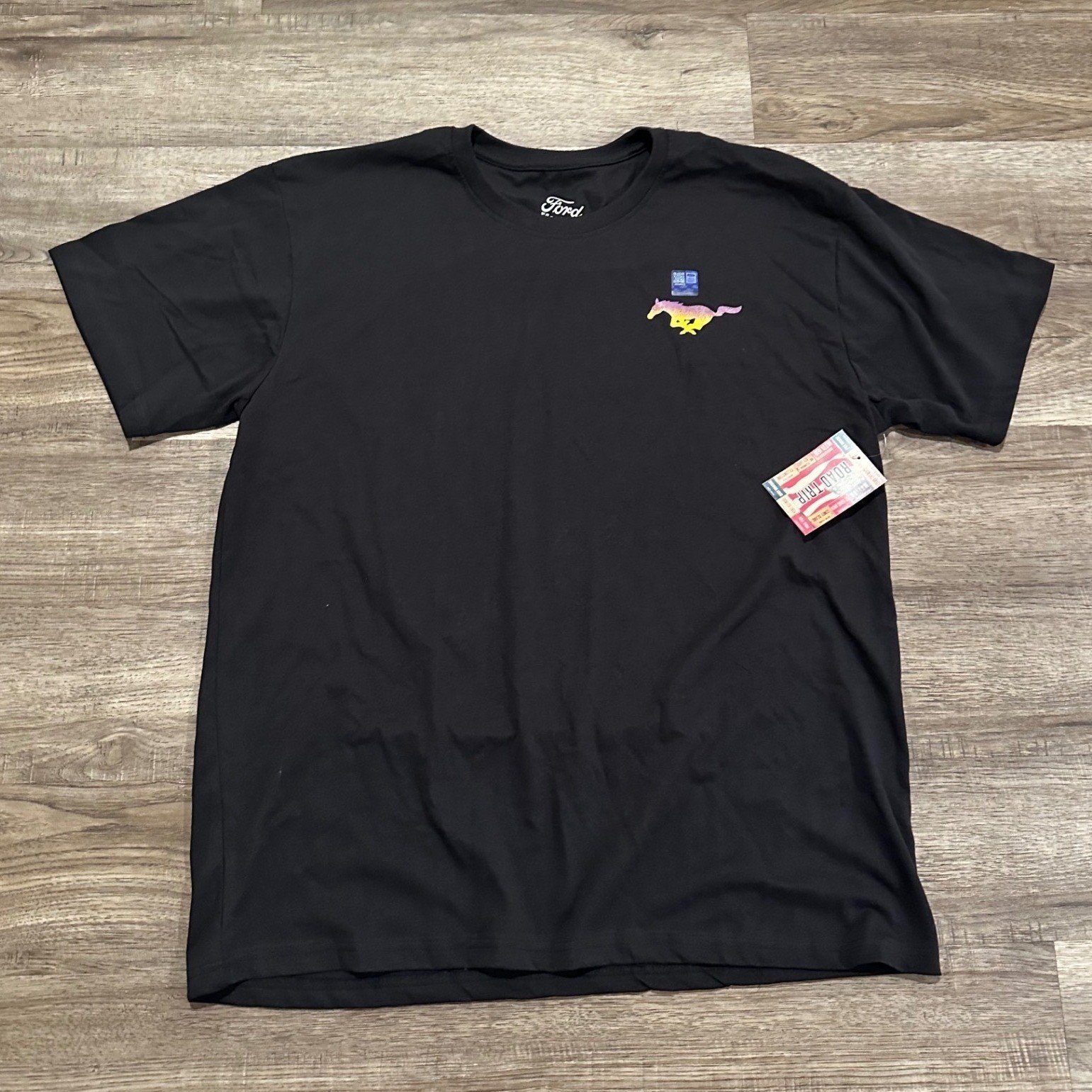 Ford Road Trip T-Shirt Mens XXL Black Retro Santa Monica Mustang Fever Graphic