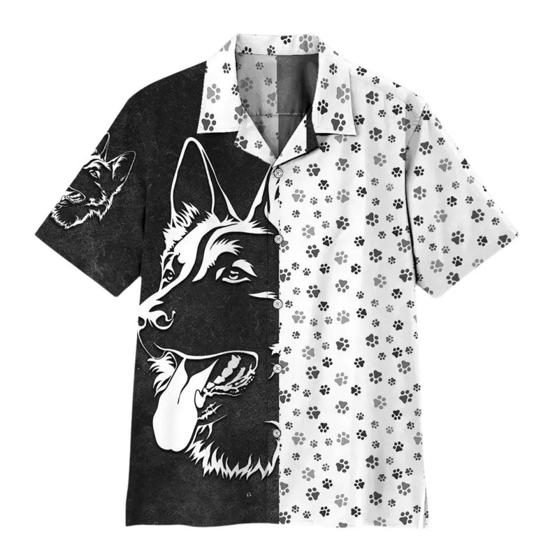 Dog Lover Black White Hawaiian Shirt