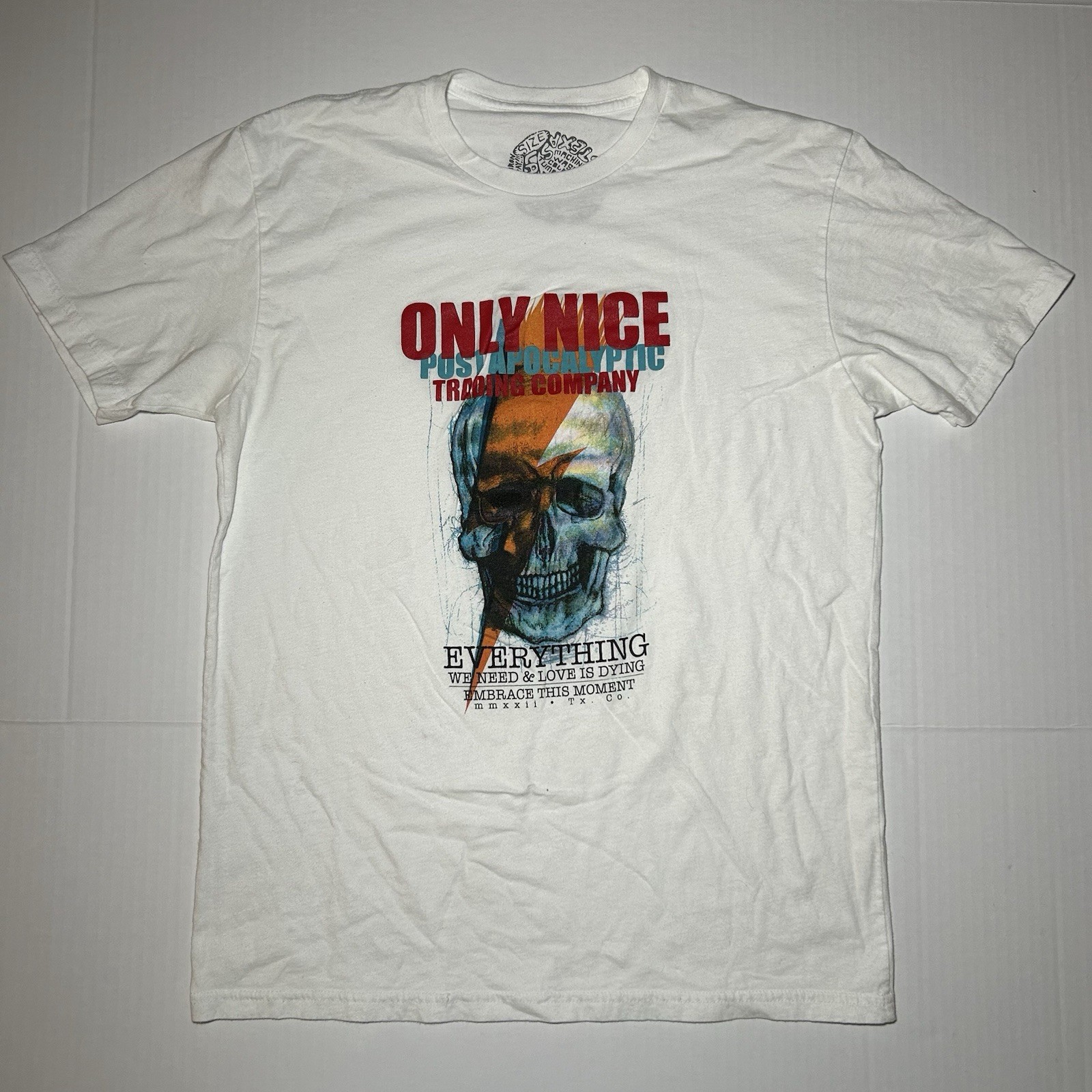 Unknown Concept Only Nice Skull Graphic T Shirt Mens Large White Streetwear