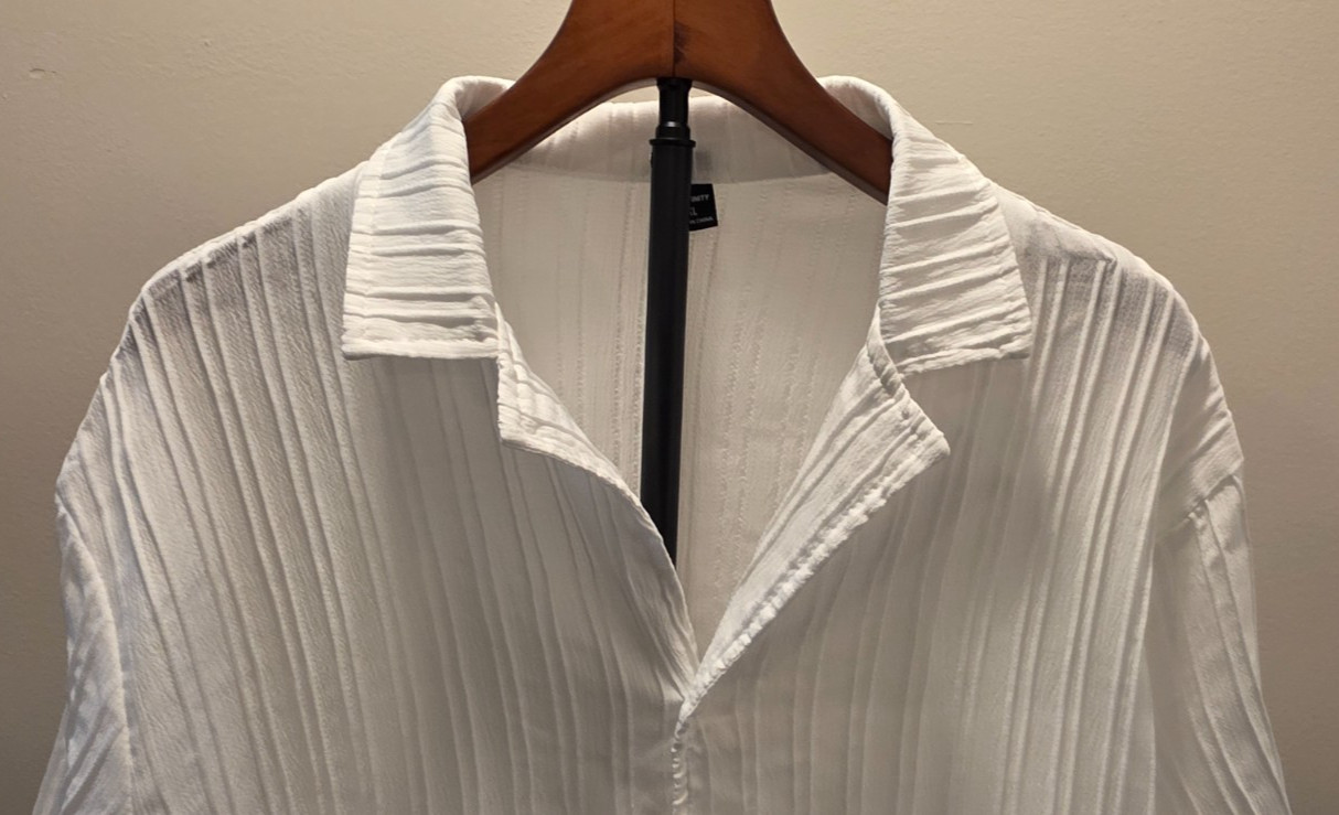 Manfinity Men White Short Sleeve Button Down Shirt XL Casual Woven Solid Beach