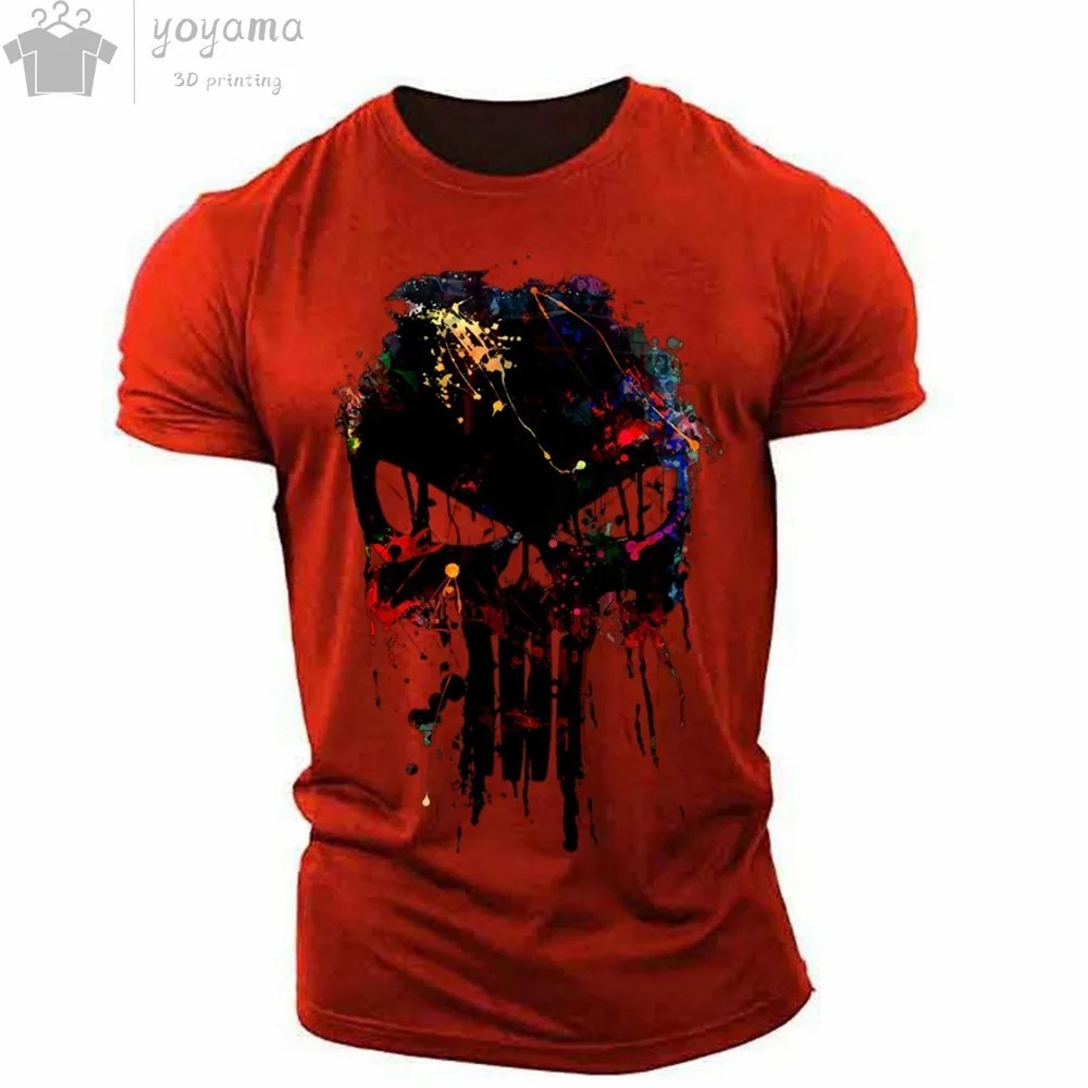 The Punisher T-Shirt Mens 3D Print Tee Military Patriotic Skull Streetwear Shirt
