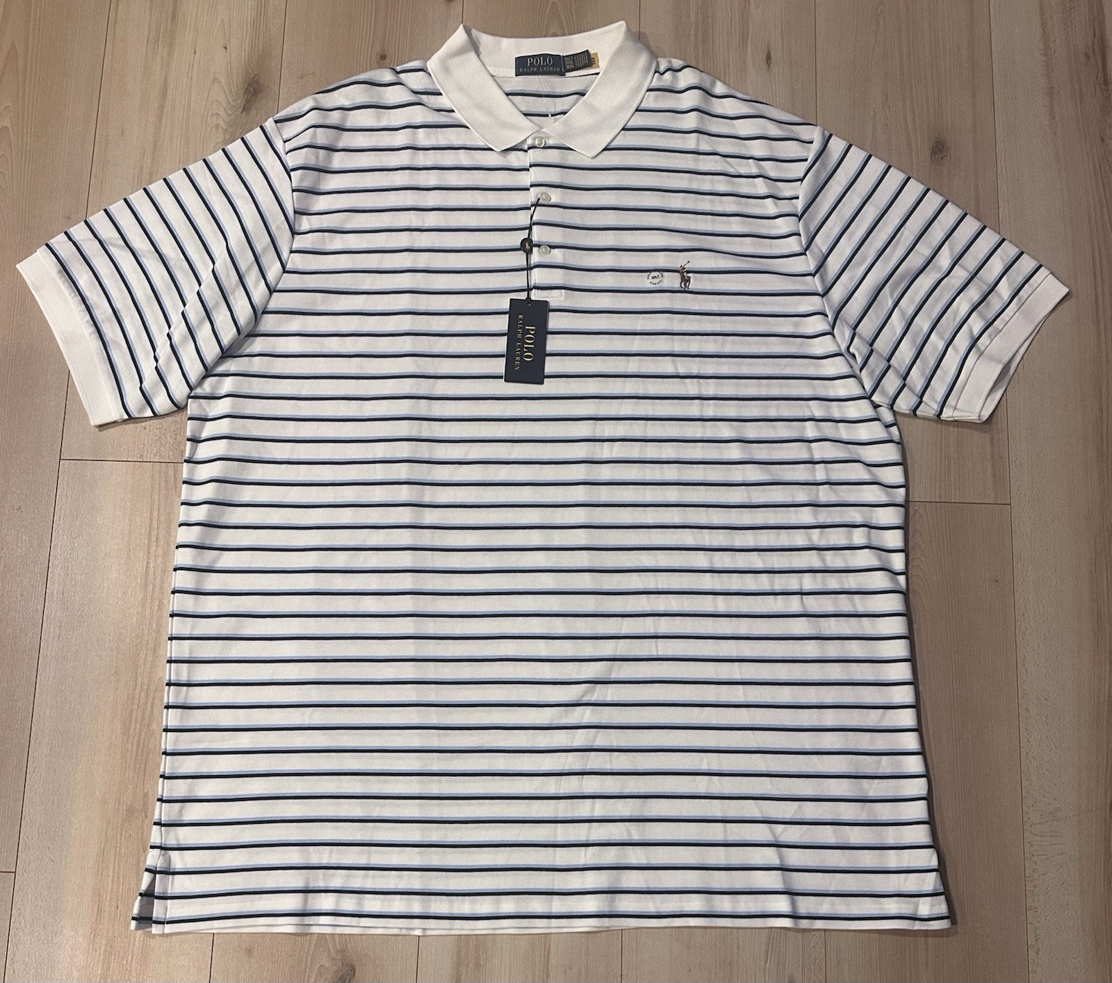 Polo Ralph Lauren Blue White Striped Soft Touch Polo Shirt NWT Mens 3XLT 3LT