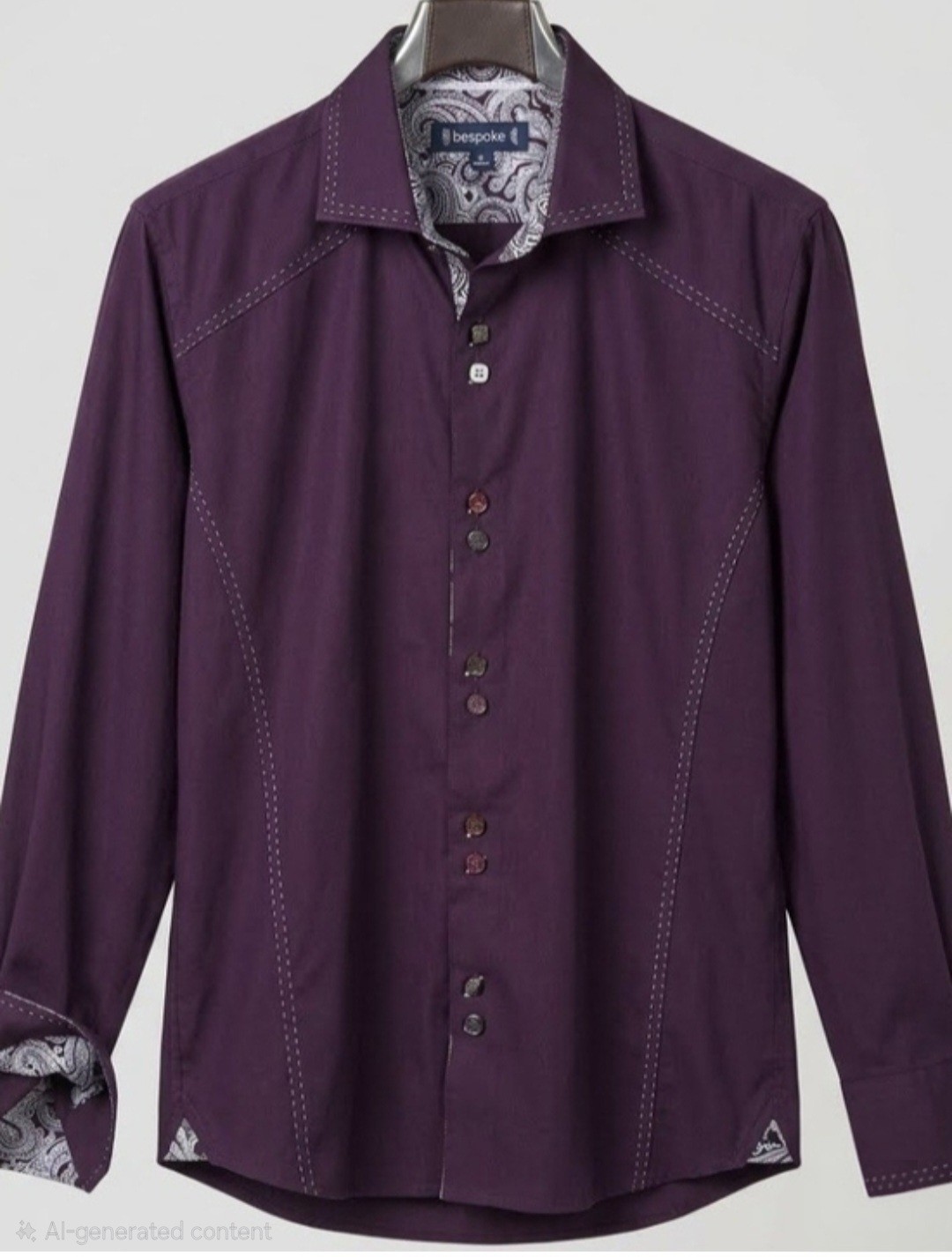 Bespoke Deep Purple Men’s Long-Sleeve Dress Shirt