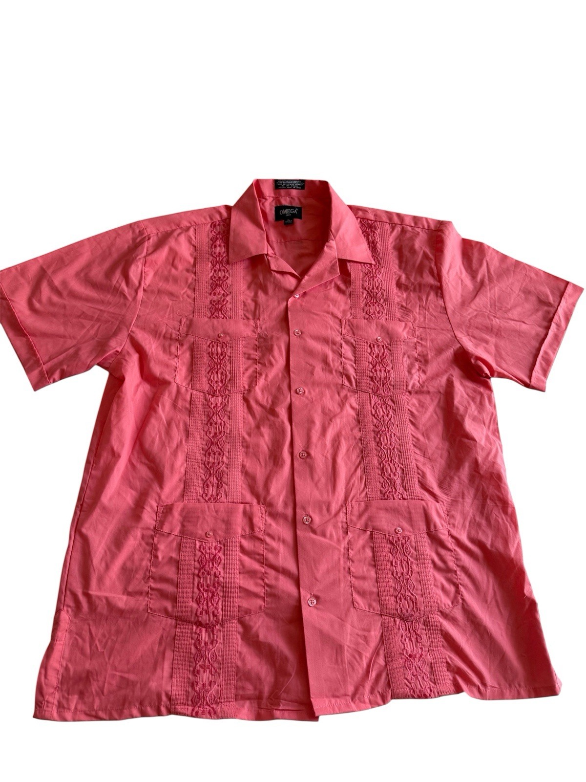 NWOT omega Italy Men’s Coral Short Sleeve Shirt XL 17-17-1/2