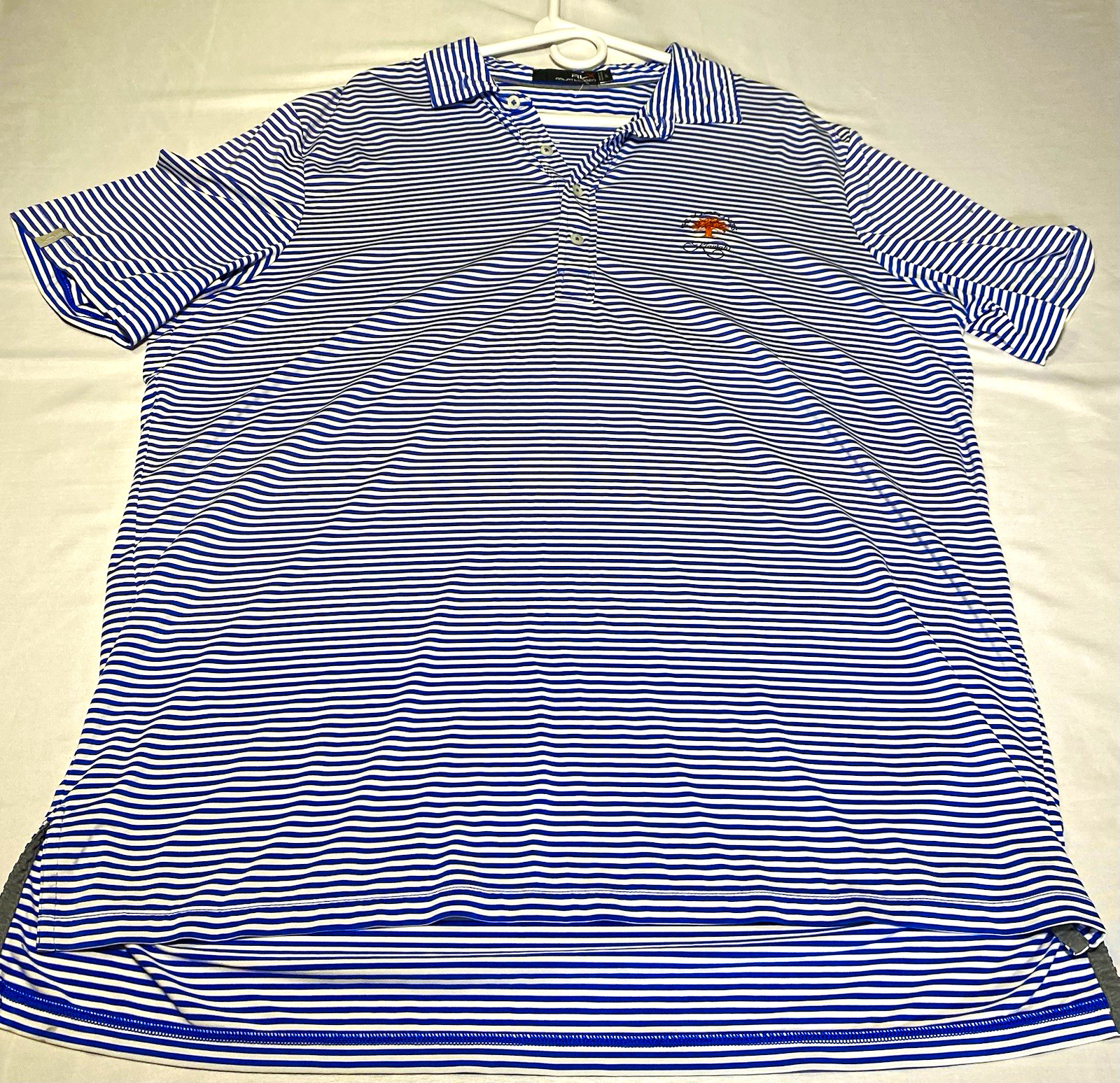 Polo Ralph Lauren RLX Golf Polo Mens XL Blue White Stripe Kiawah Performance