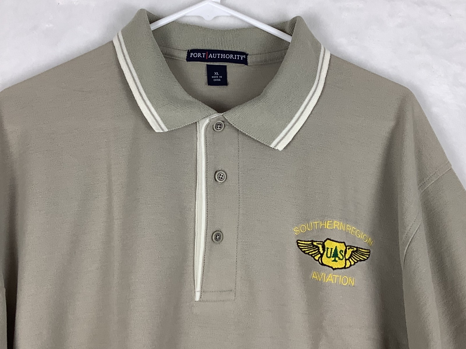 Port Authority US Forest Service USFS Southern Region Aviation Polo Shirt XL Tan