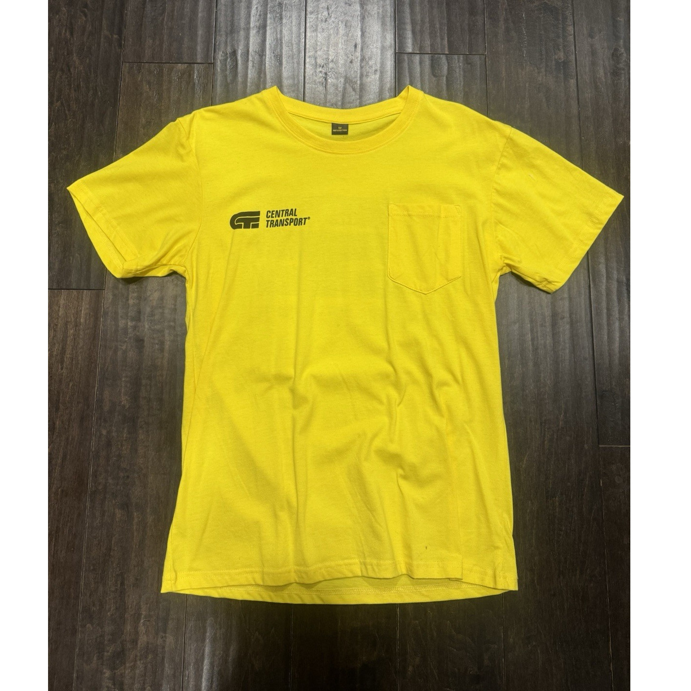 Men’s Central Transport Logo Graphic Pocket T-Shirt Yellow M Crew Neck