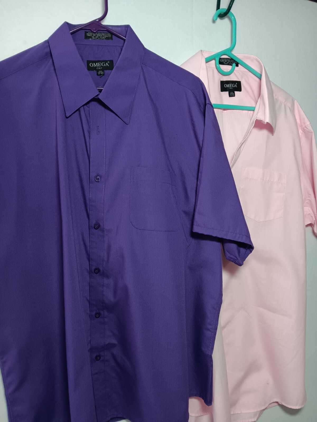 Omega Italy Men’s Premium Classic Button Down Short Sleeve Shirts Lot of 2