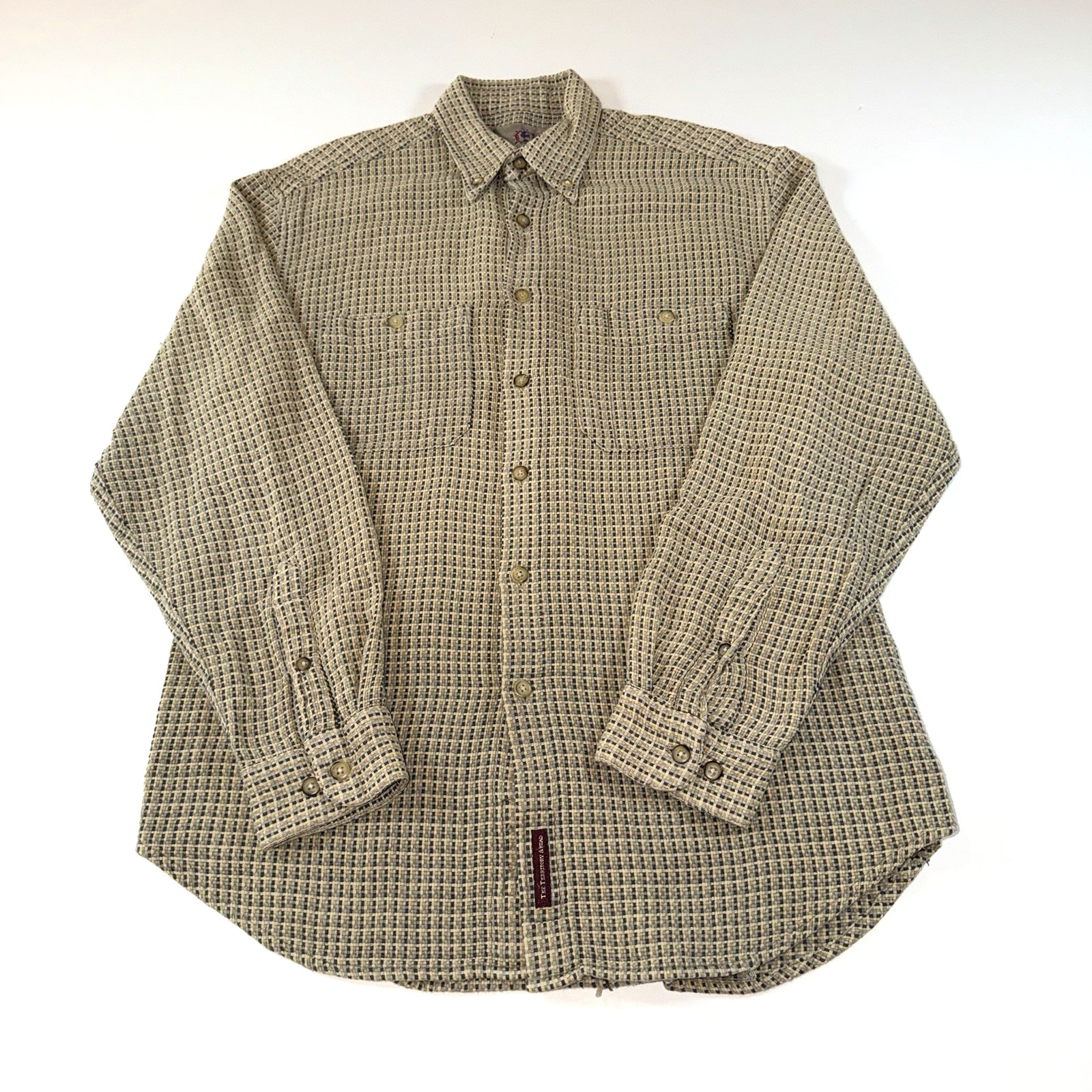 The Territory Ahead Men’s Tan Thick Weave Long Sleeve Button Up Shirt Sz Medium