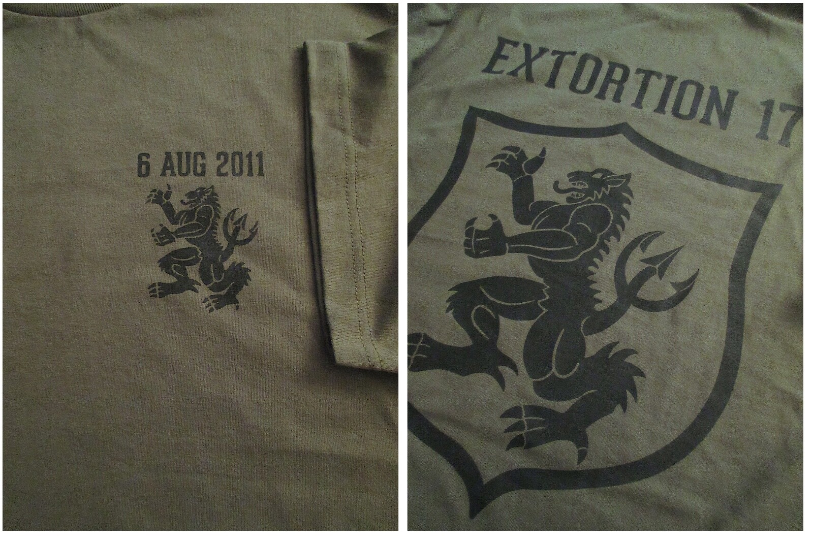 Navy SEALS EXTORTION 17 Gold Squadron 8/6/11 T-SHIRT Large Original US Design