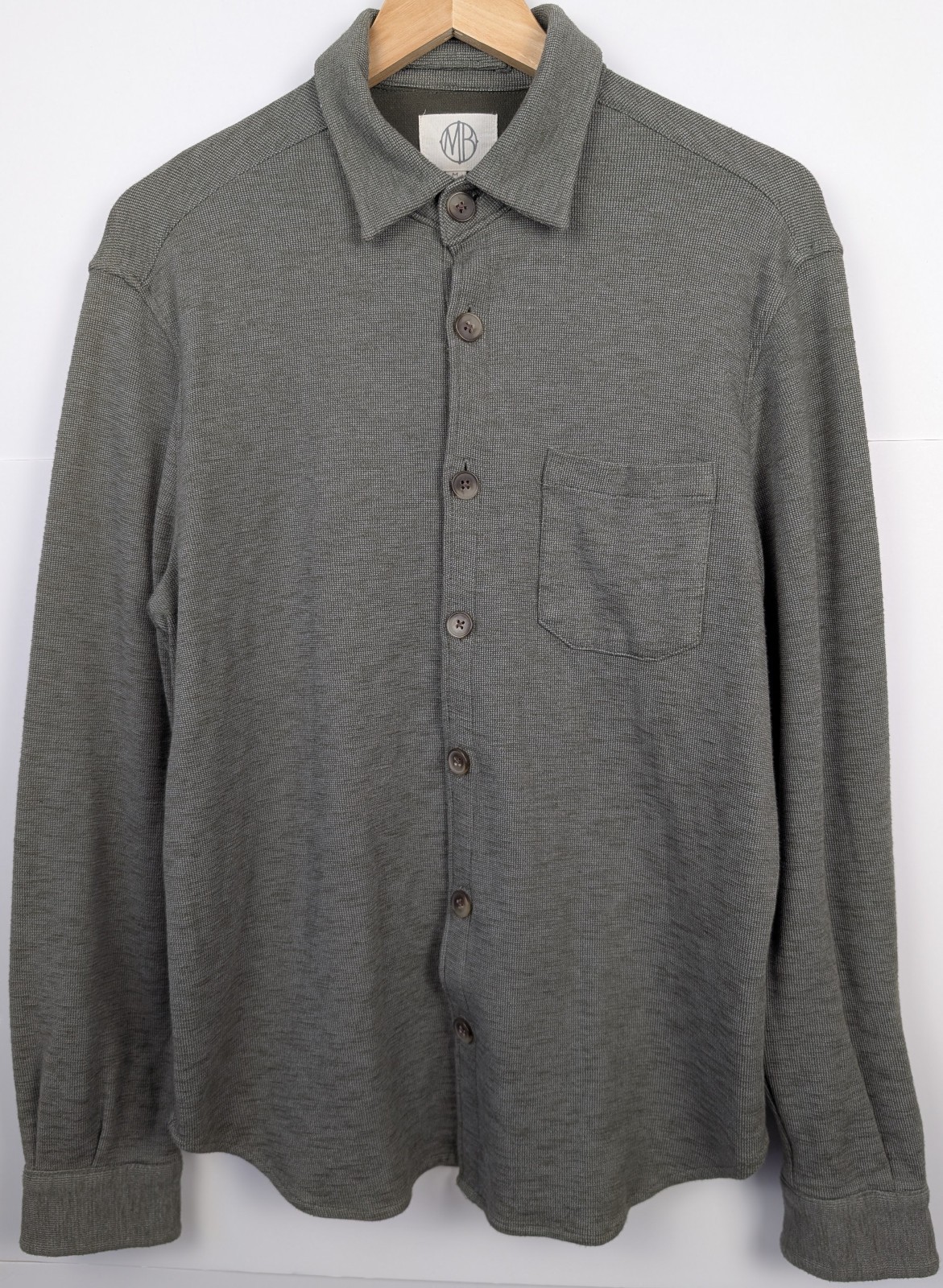 Moss Bros Overshirt Mens Medium Grey Button Up Smart Casual Lightweight Pocket